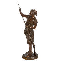 Rare sculpture orientaliste française en bronze Guerrier arabe d'après Jean Didier Debut