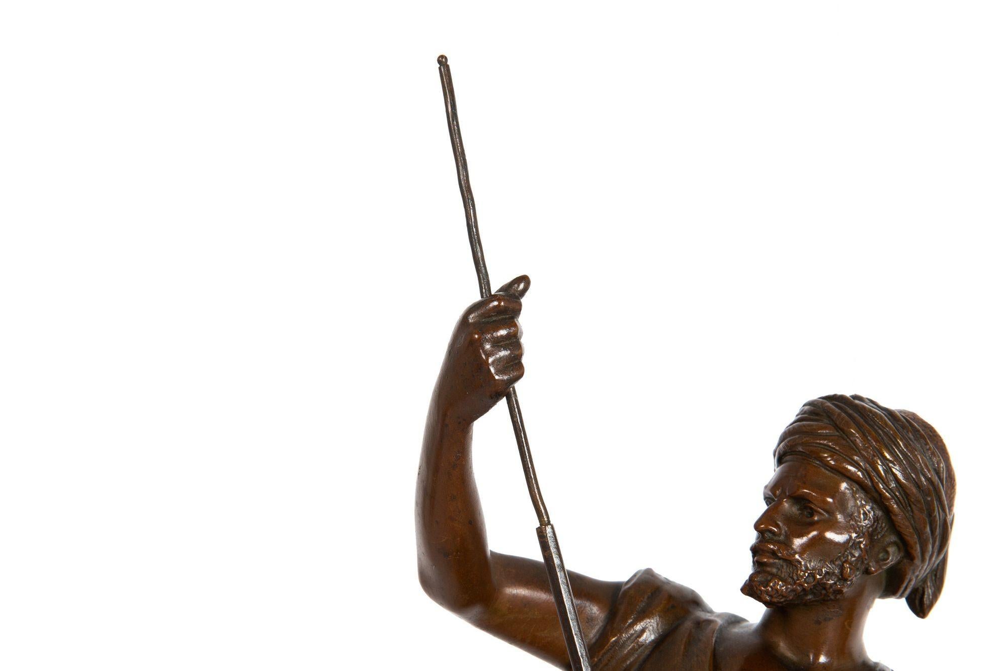 Seltene französische orientalistische Bronzeskulptur Arabischer Krieger nach Jean Didier Debut im Angebot 15