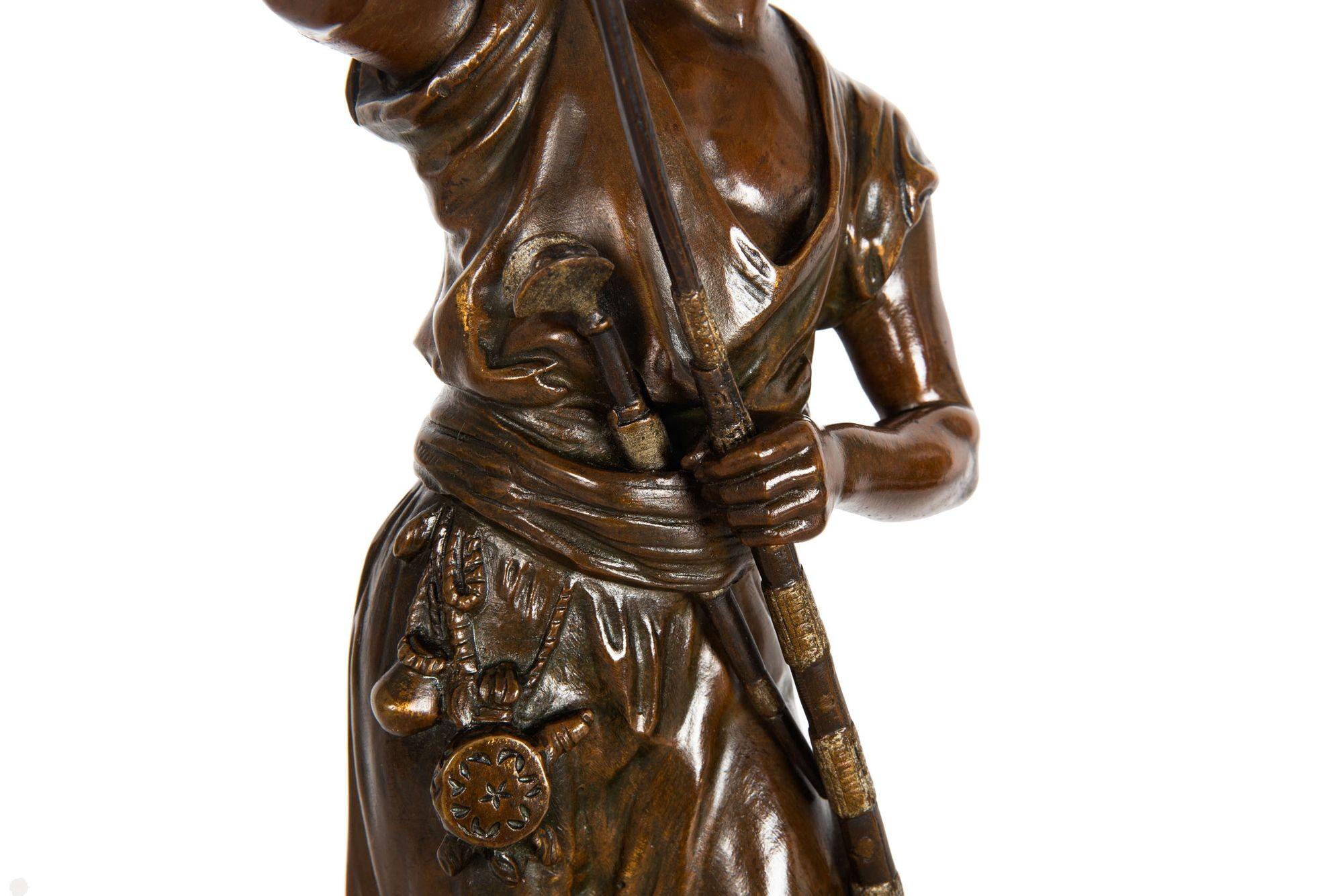 Seltene französische orientalistische Bronzeskulptur Arabischer Krieger nach Jean Didier Debut im Angebot 1