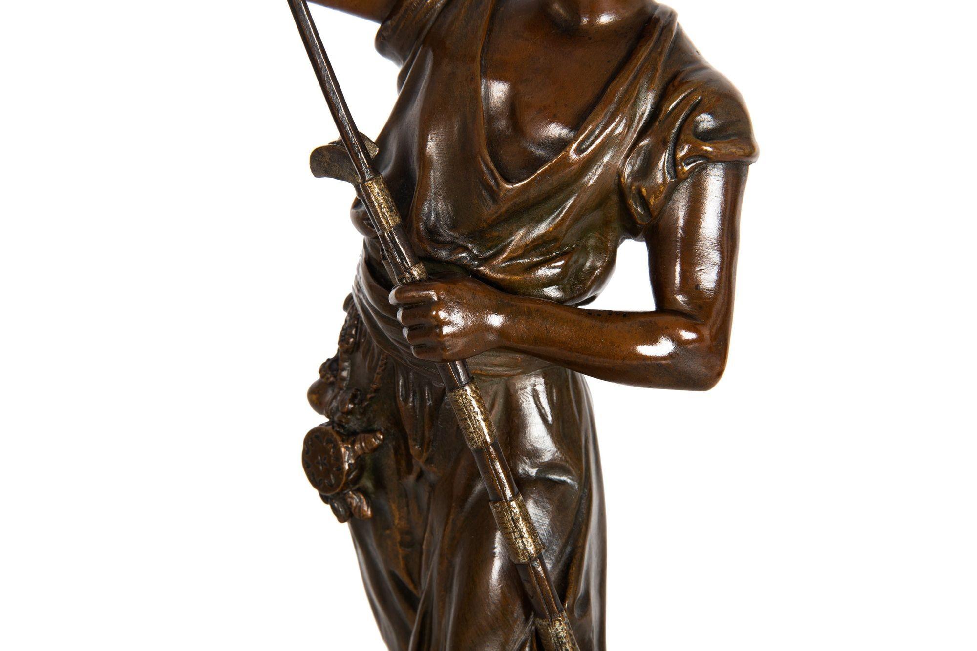 Seltene französische orientalistische Bronzeskulptur Arabischer Krieger nach Jean Didier Debut im Angebot 2