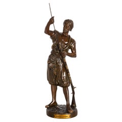 Antique Rare French Orientalist Bronze Sculpture Arab Warrior after Jean Didier Debut