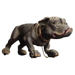 Rare French Paper Mache Roullet Decamps Automaton Growler Dog