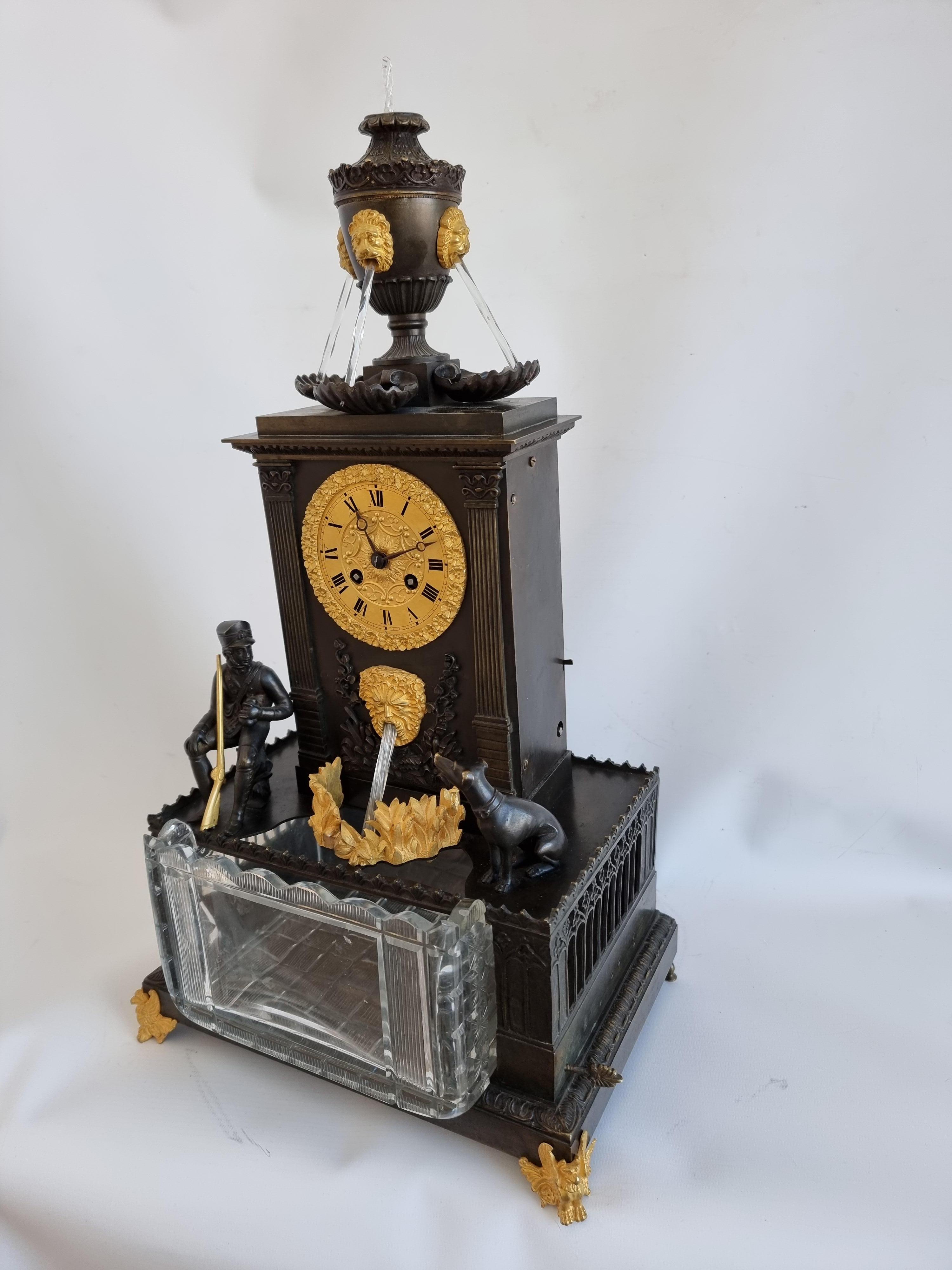 Rare French Patinated Bronze and Original Ormolu Charles X 5 Rod Automaton Clock In Good Condition In London, GB