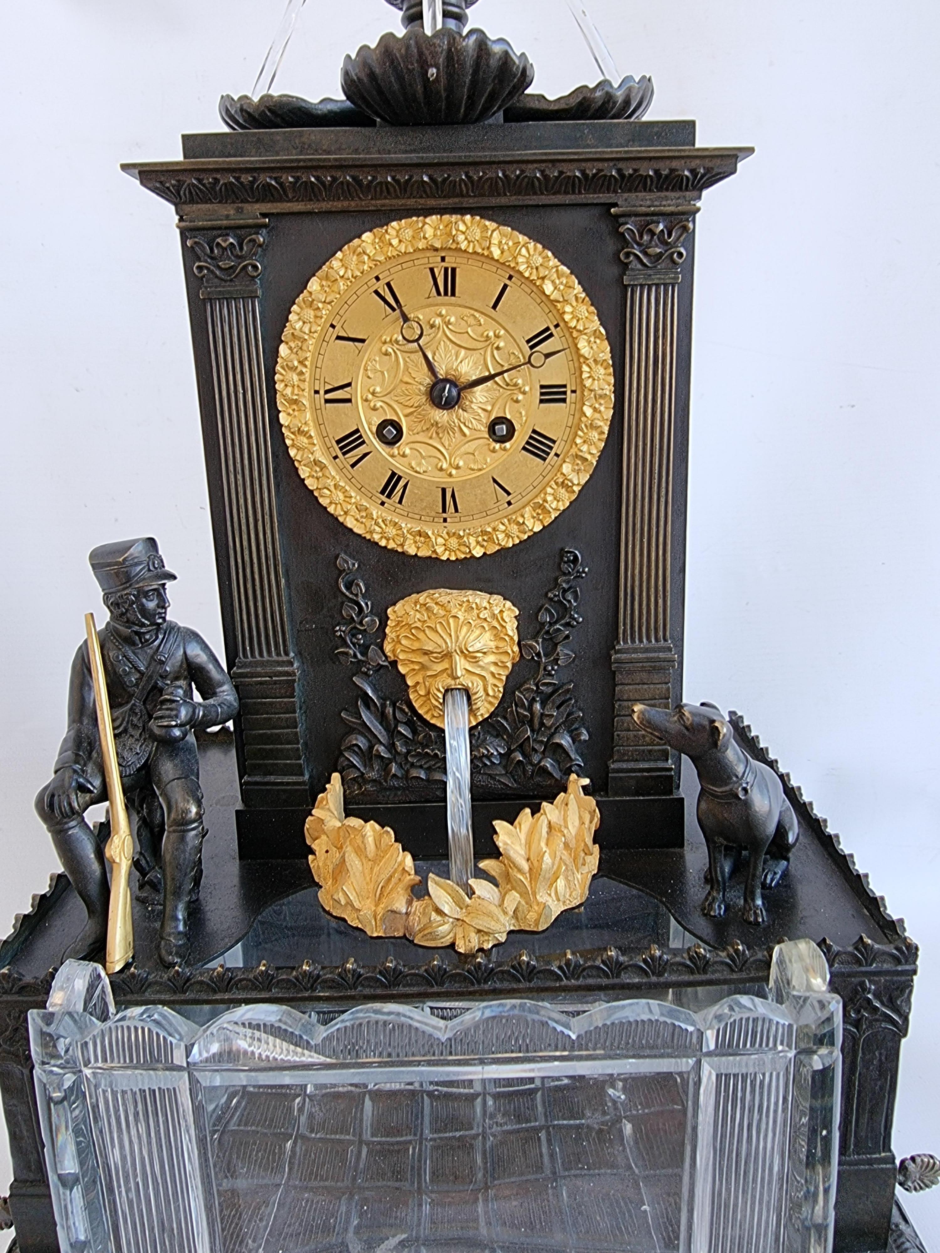 Mid-19th Century Rare French Patinated Bronze and Original Ormolu Charles X 5 Rod Automaton Clock