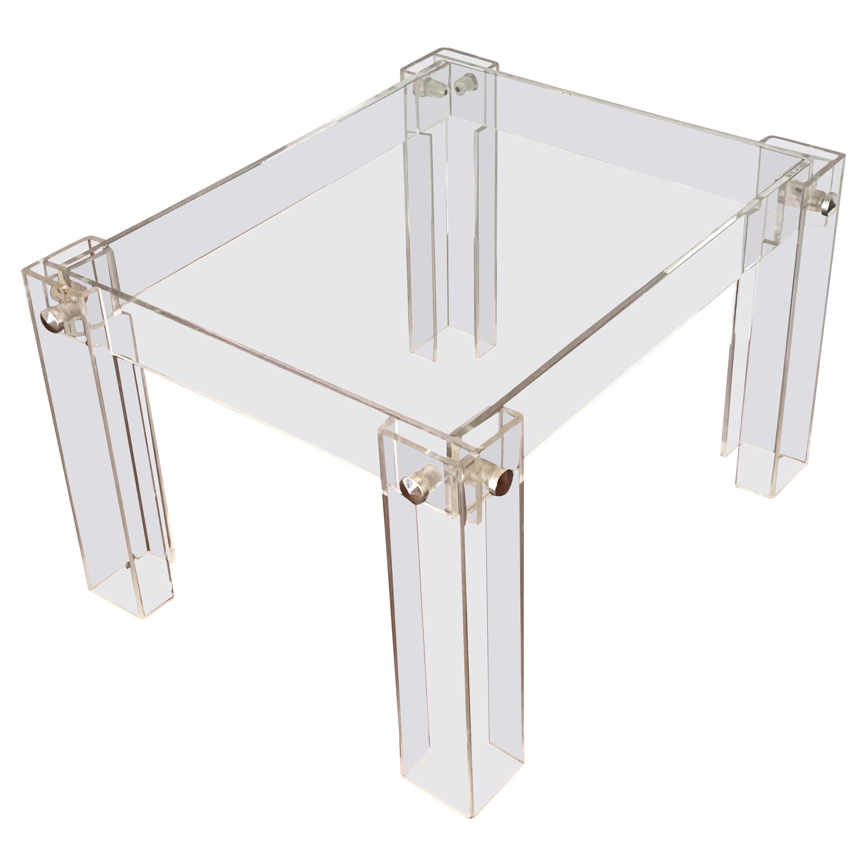 Rare French Prototype Mid-Century Coffee or End Table in Lucite, Maria Pergay