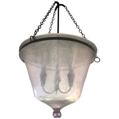 Rare lampe à suspendre Cloche en verre violet du 19ème siècle