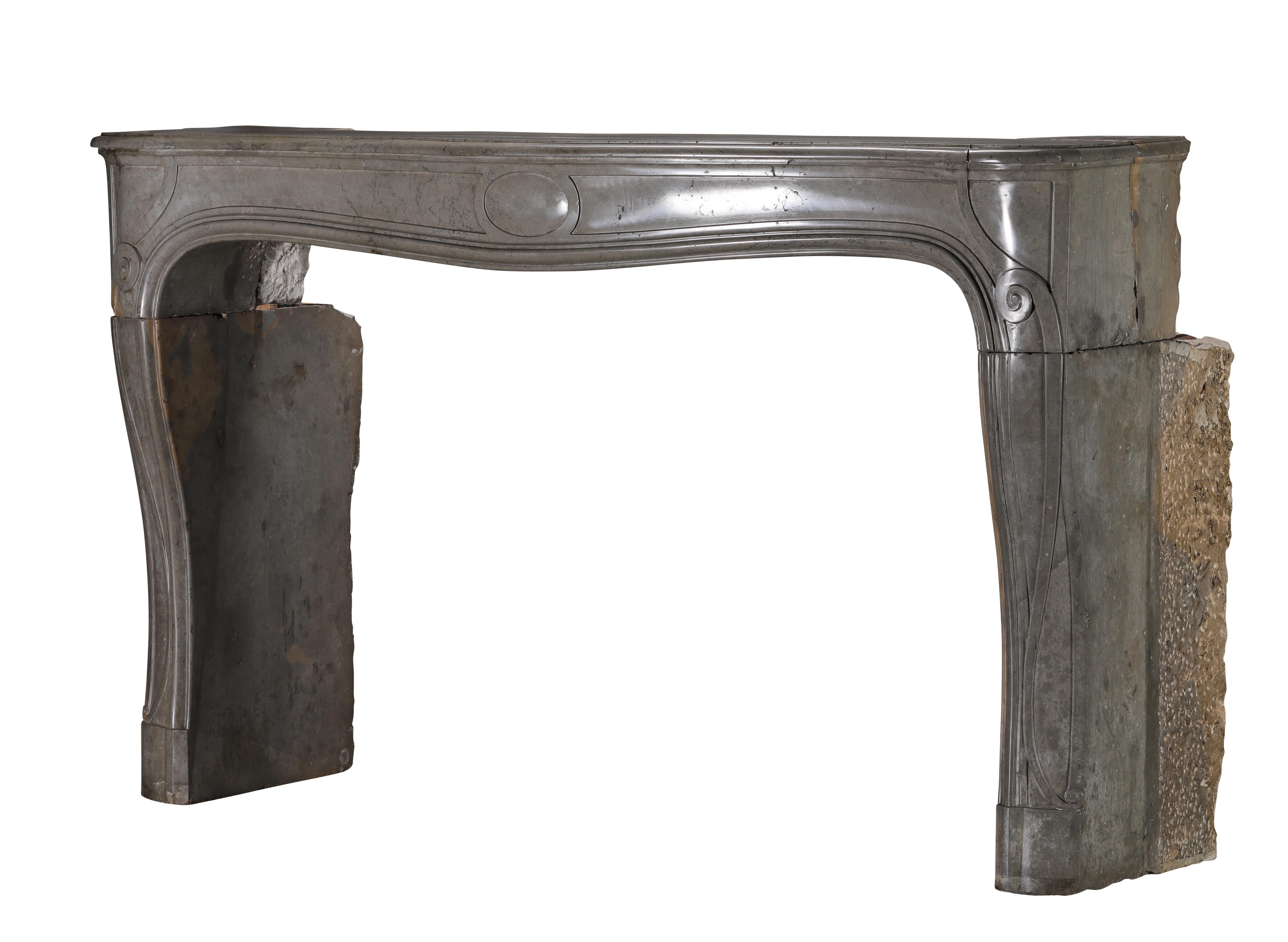 Rare French Regency Fireplace Mantel - Grey-Green Marble - Mastic Hues For Sale 4