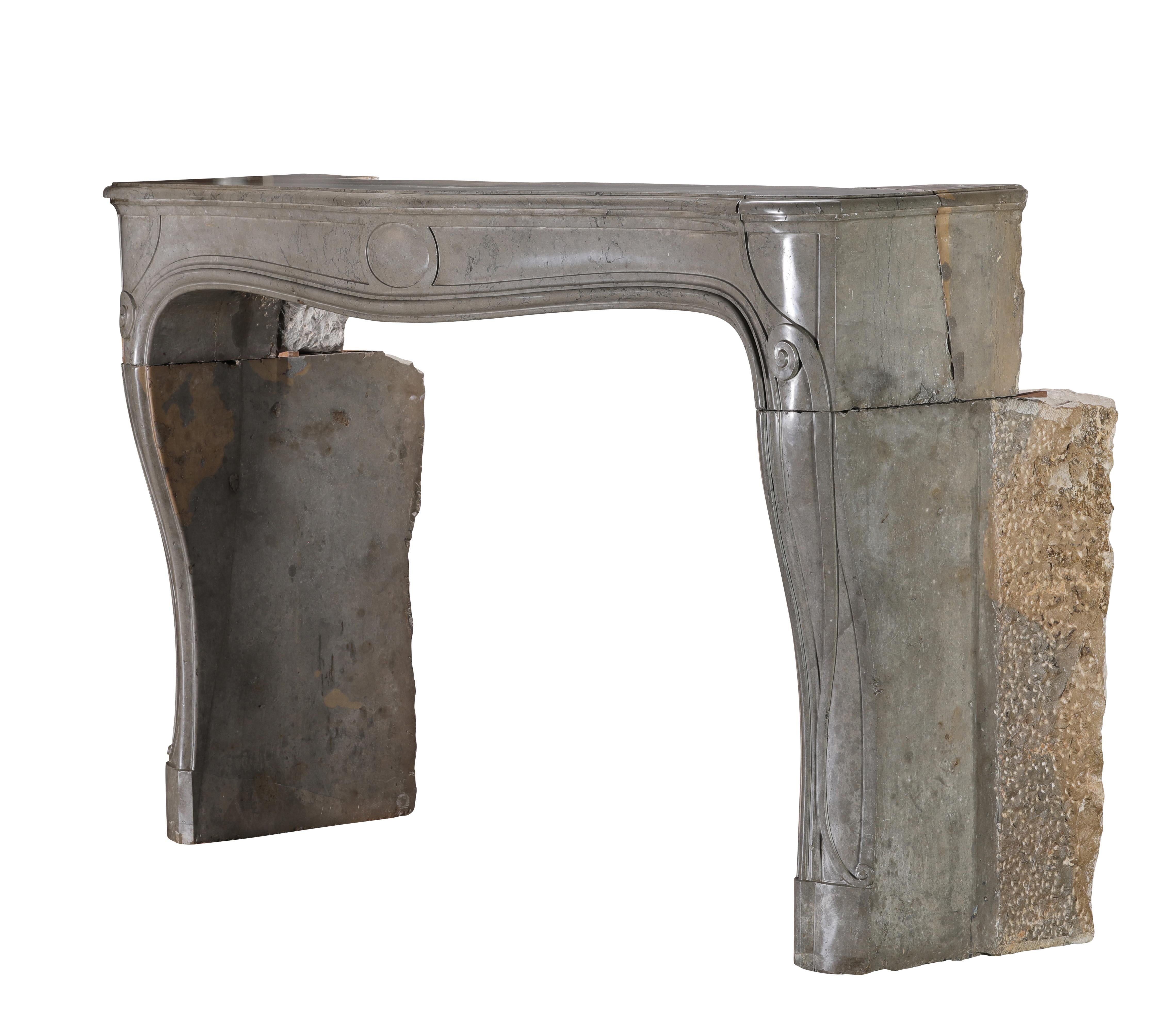 Rare French Regency Fireplace Mantel - Grey-Green Marble - Mastic Hues For Sale 5
