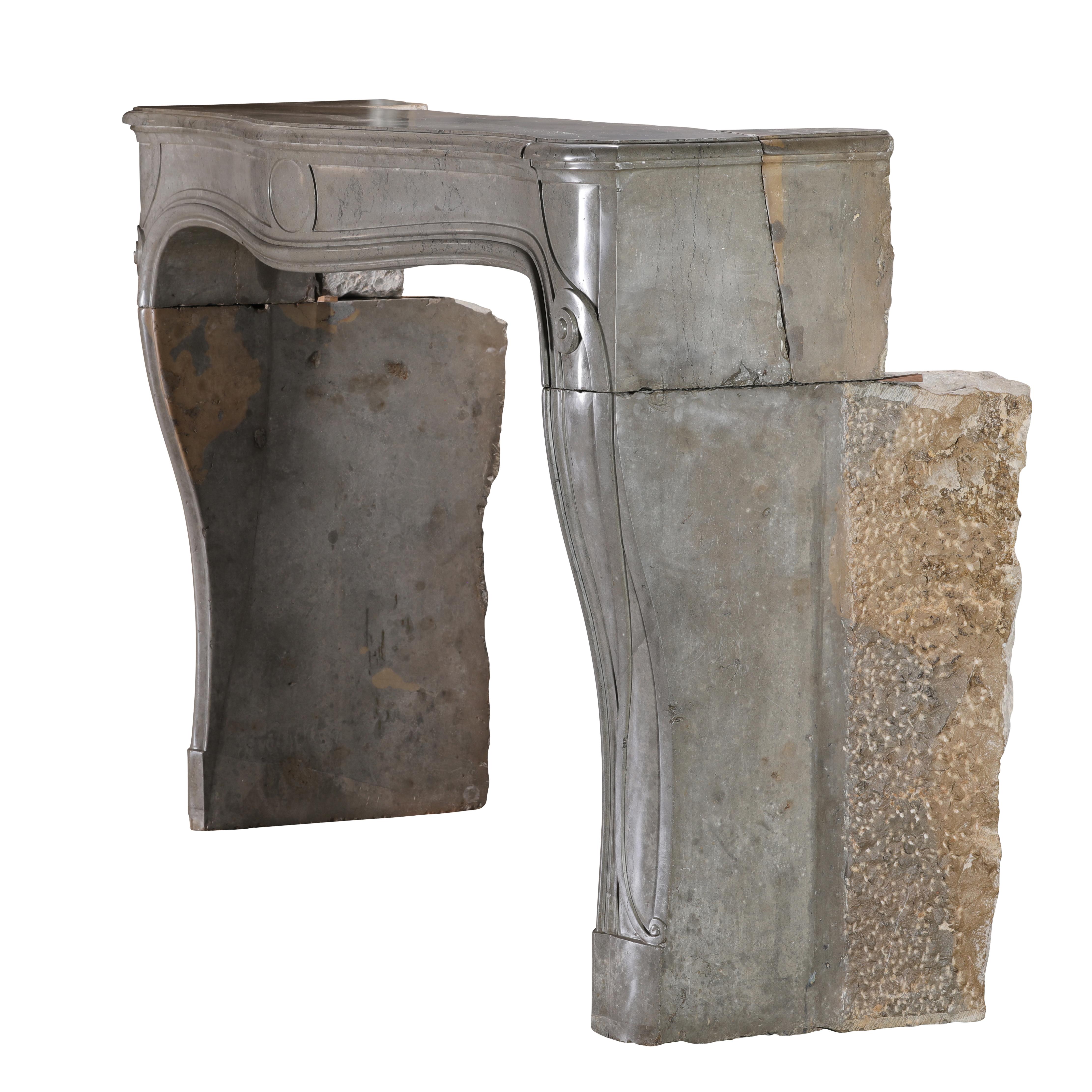 Rare French Regency Fireplace Mantel - Grey-Green Marble - Mastic Hues For Sale 6