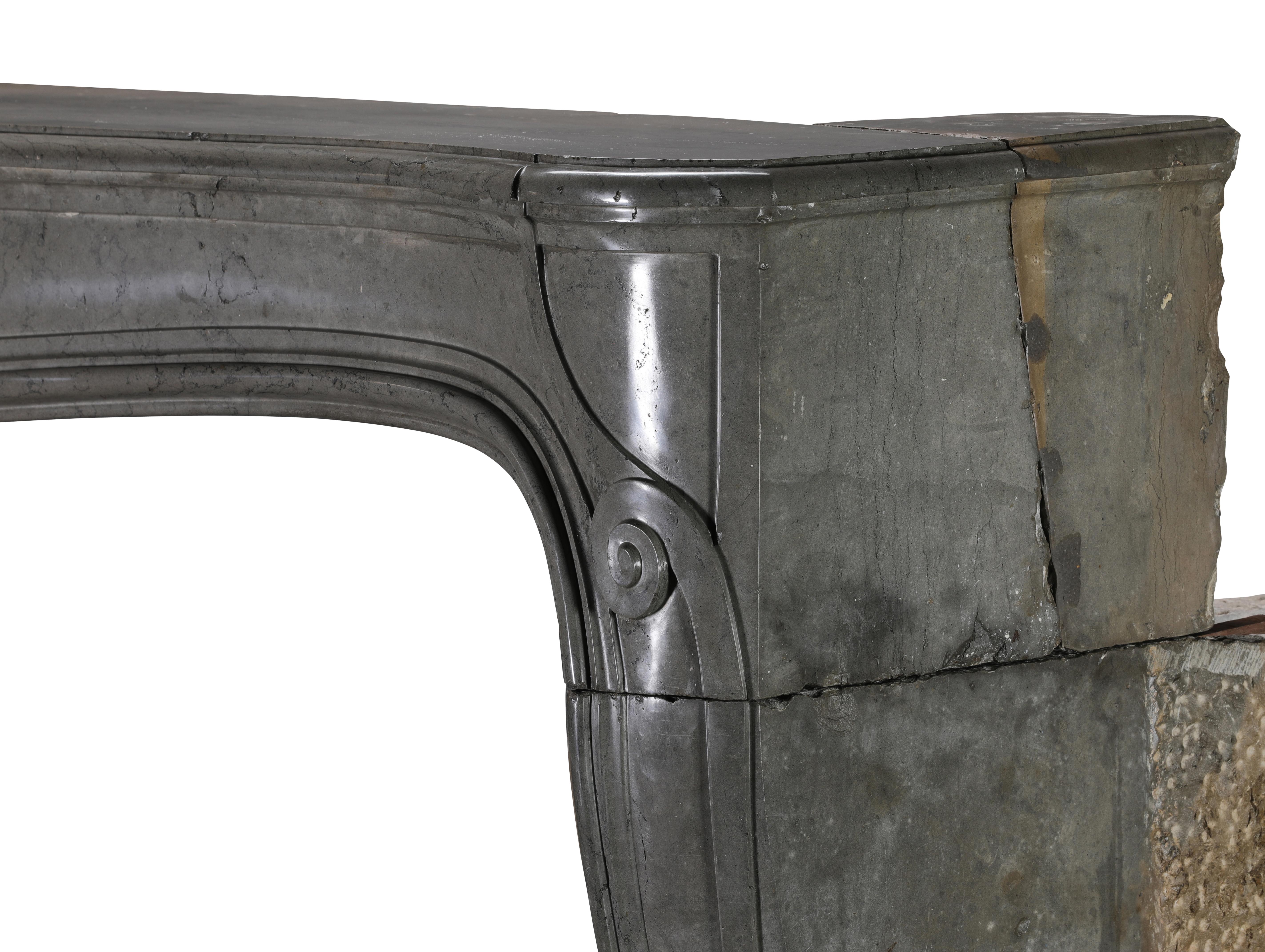 Rare French Regency Fireplace Mantel - Grey-Green Marble - Mastic Hues For Sale 9