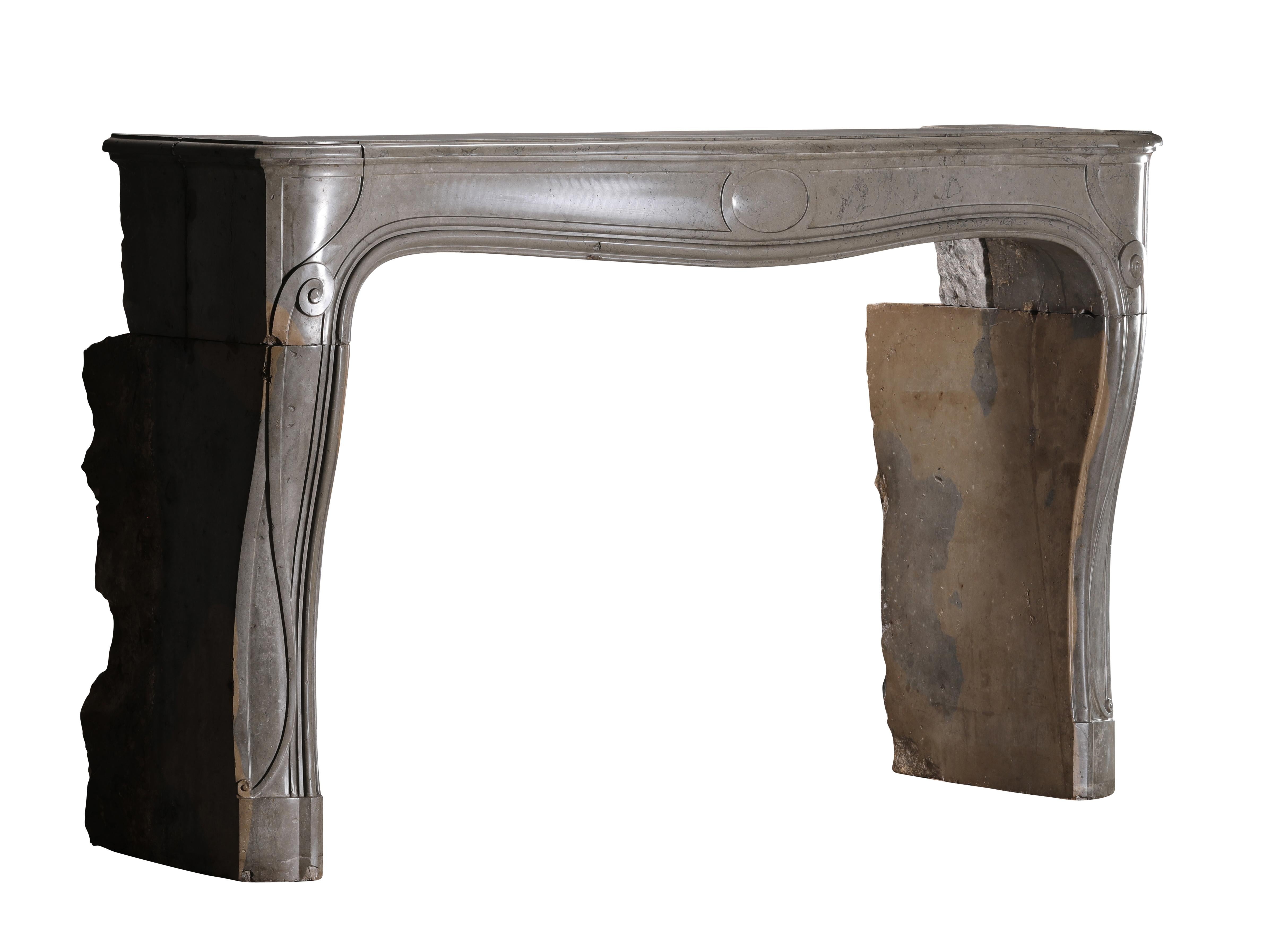 Rare French Regency Fireplace Mantel - Grey-Green Marble - Mastic Hues For Sale 11