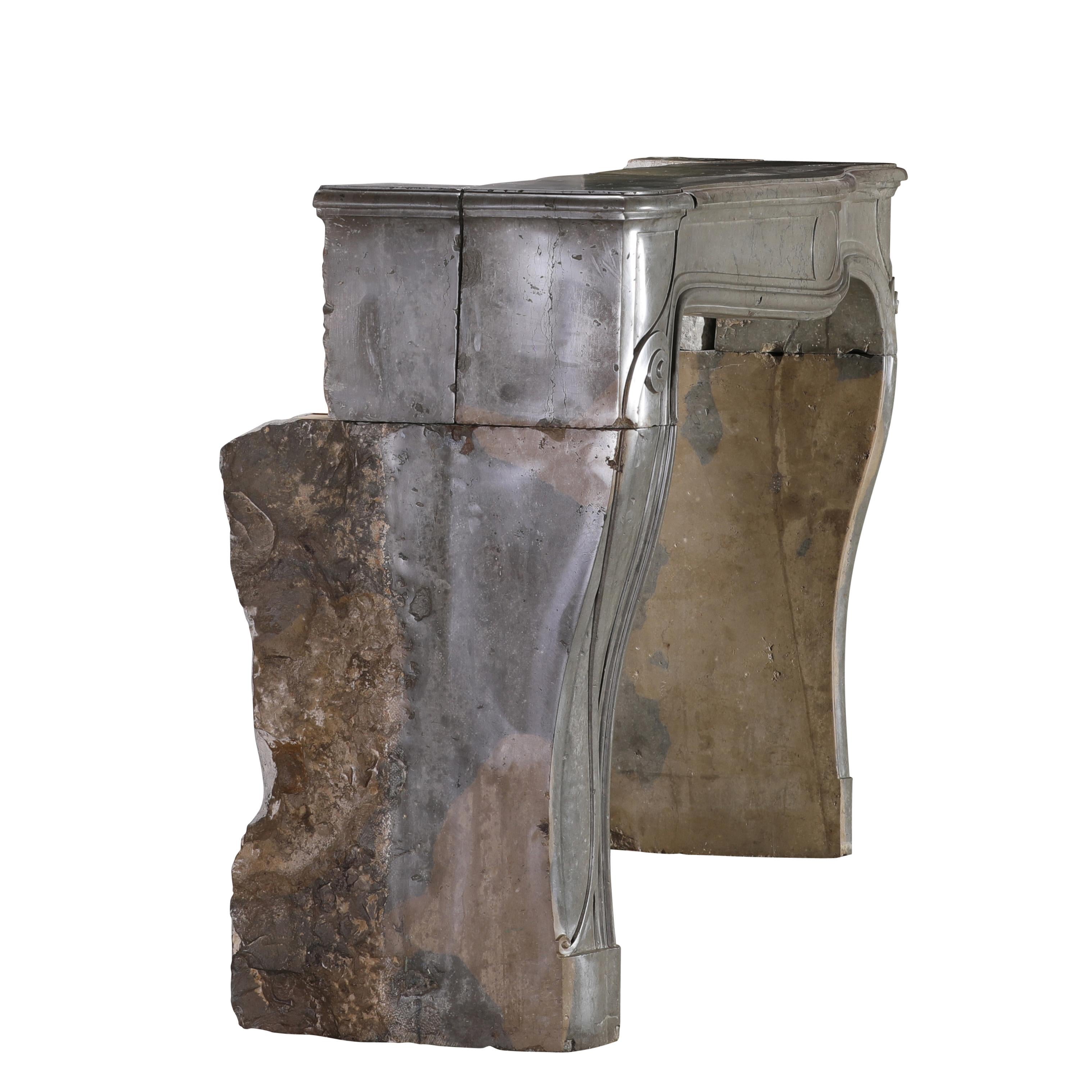 Rare French Regency Fireplace Mantel - Grey-Green Marble - Mastic Hues For Sale 14