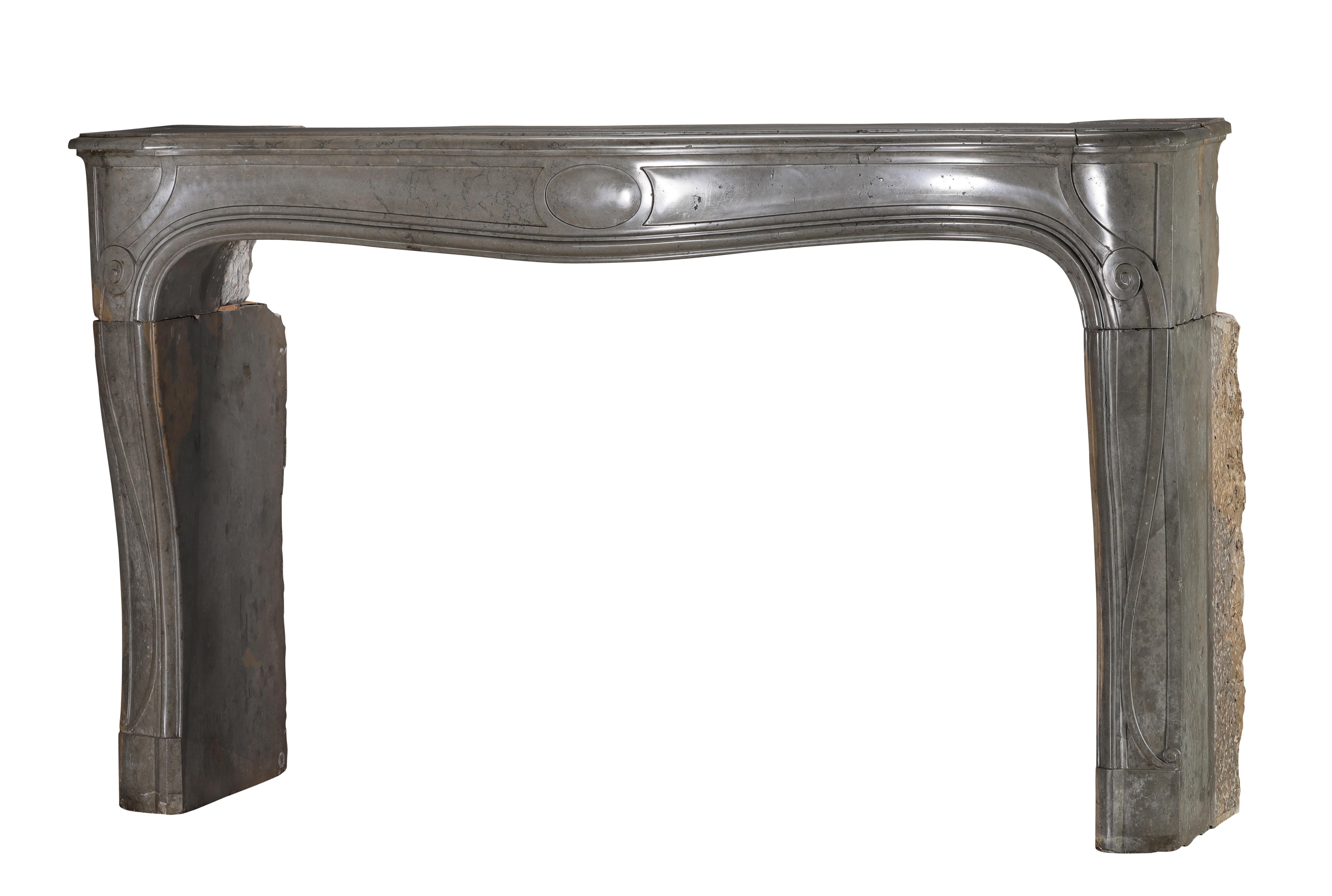 Rare French Regency Fireplace Mantel - Grey-Green Marble - Mastic Hues For Sale 3