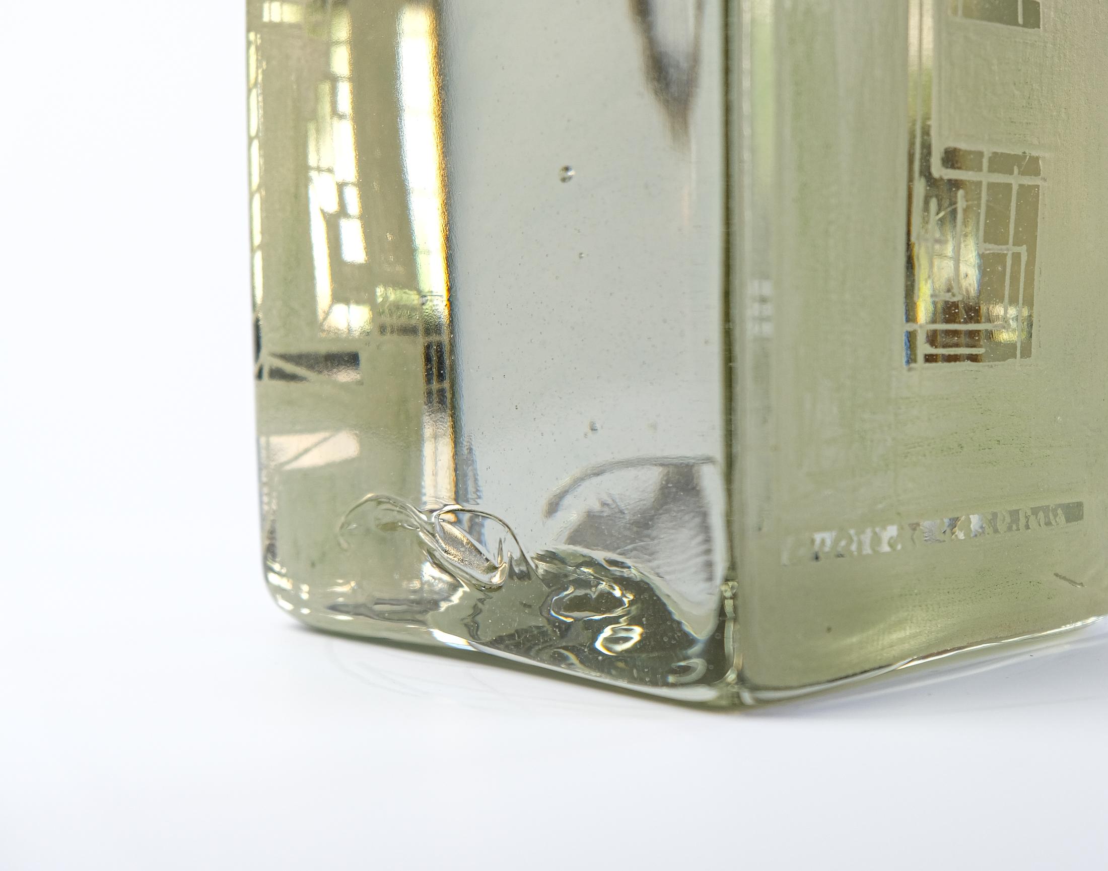 Seltene französische signierte und datierte kubistische Glas-Tischlampe aus Glas von Anatole Riecke, 1950 im Angebot 6