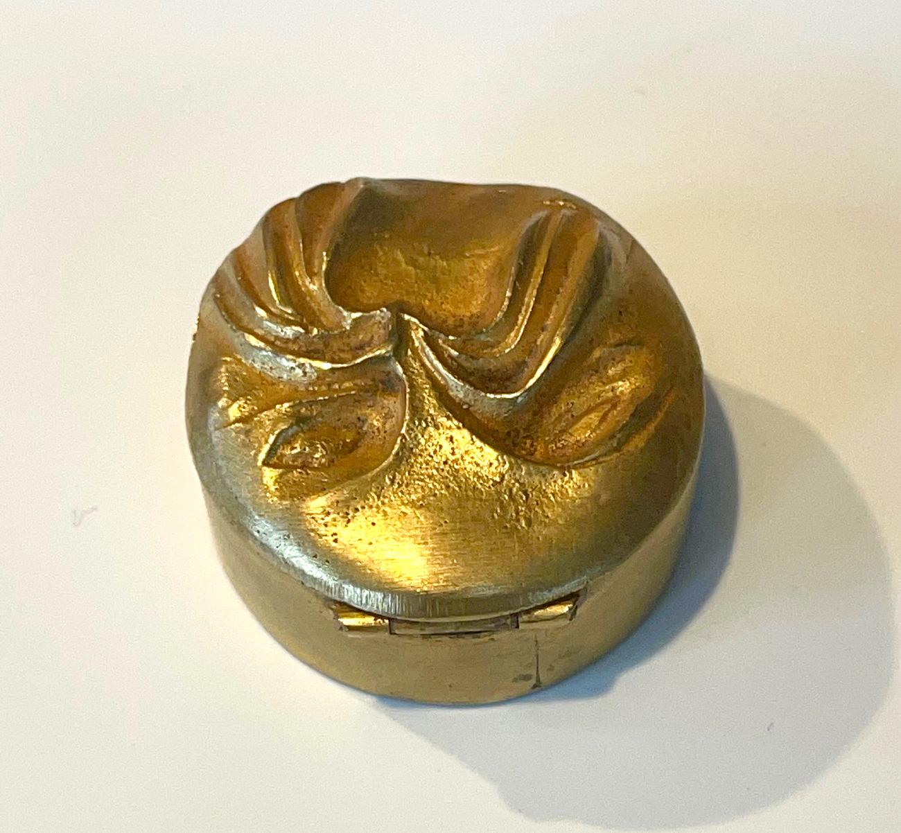 Mid-Century Modern Rare French Small Gilt Bronze Box by Line Vautrin For Sale