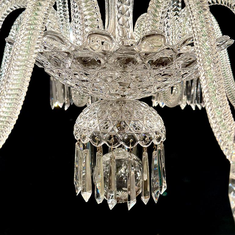Rare French “St. Louis Crystal” 8-Arm Chandelier In Good Condition In Vancouver, British Columbia