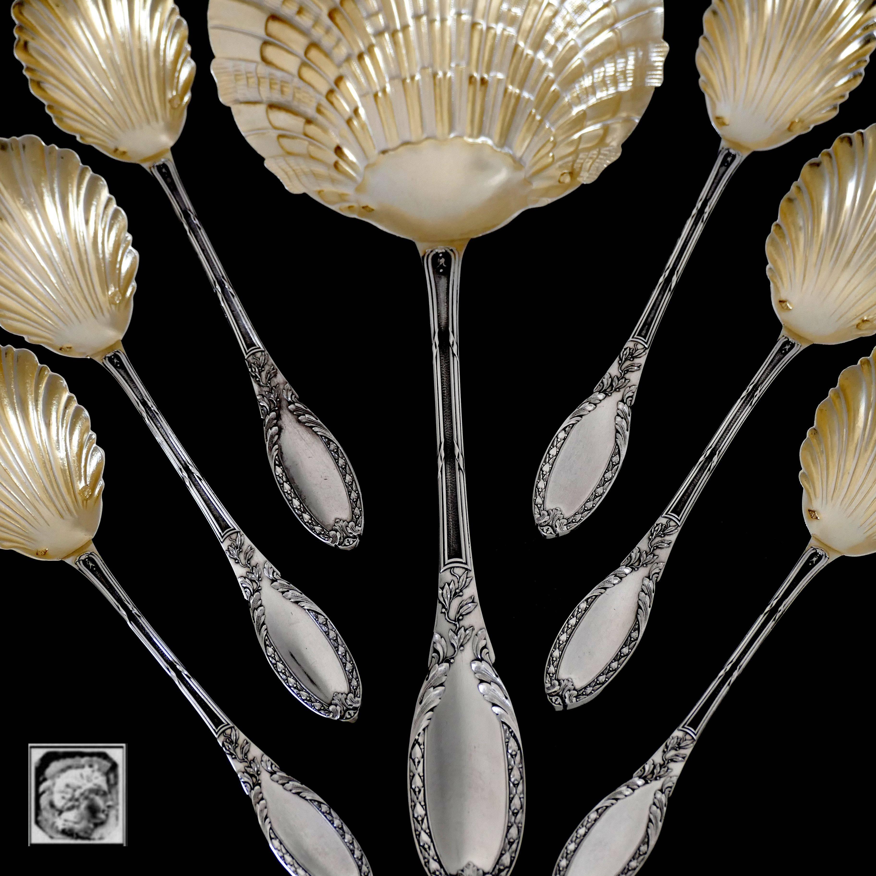 Rare French Sterling Silver 18-Karat Gold Strawberry Service Seven-Piece For Sale 5