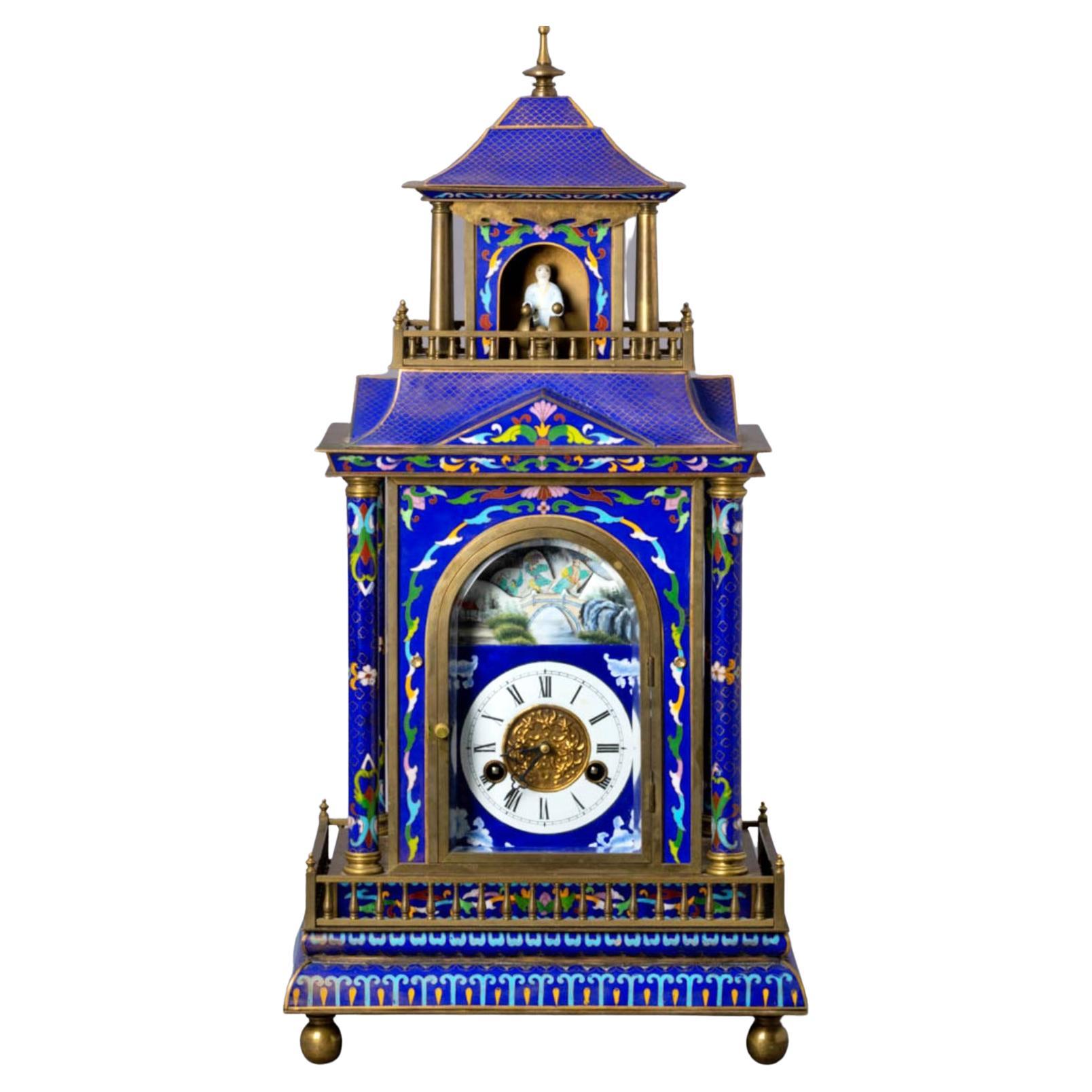Rare French Table Clock, End 19th Century For Sale