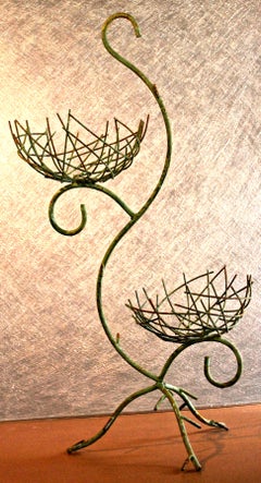 Rare French Wrought Iron 'Birds Nest' Planter Jardiniere