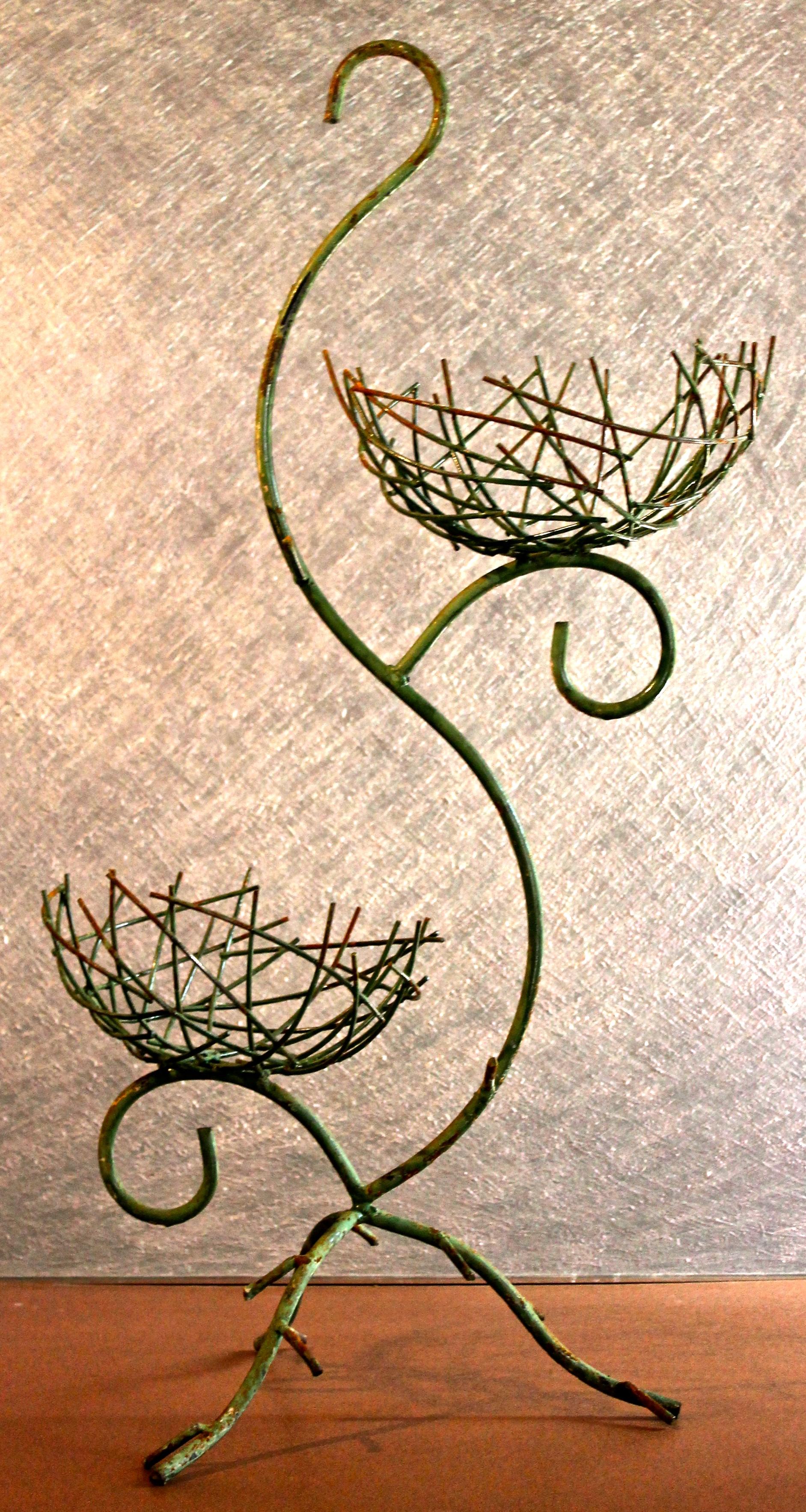 Hand-Crafted Rare French Wrought Iron 'Birds Nest' Planter Jardiniere For Sale