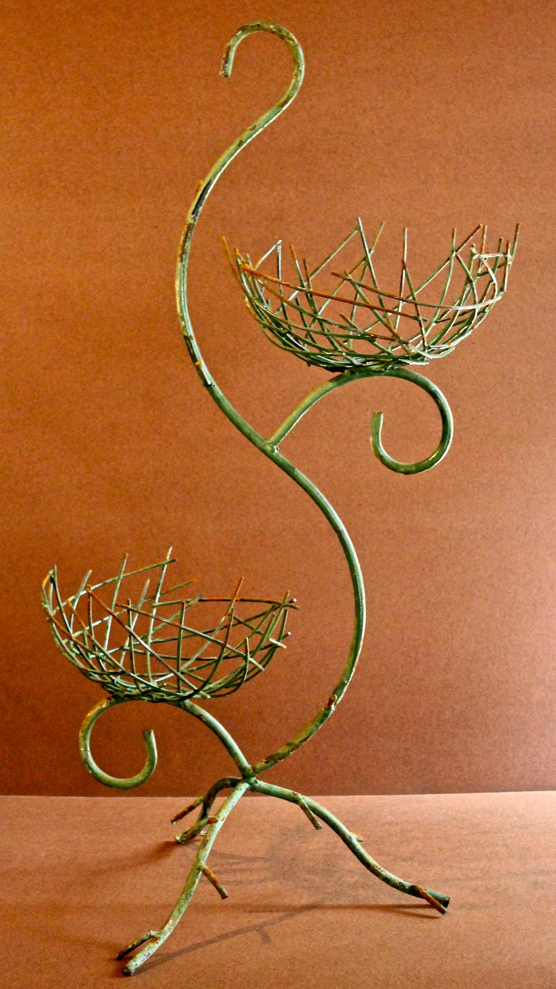 Rare French Wrought Iron 'Birds Nest' Planter Jardiniere In Fair Condition In Sharon, CT