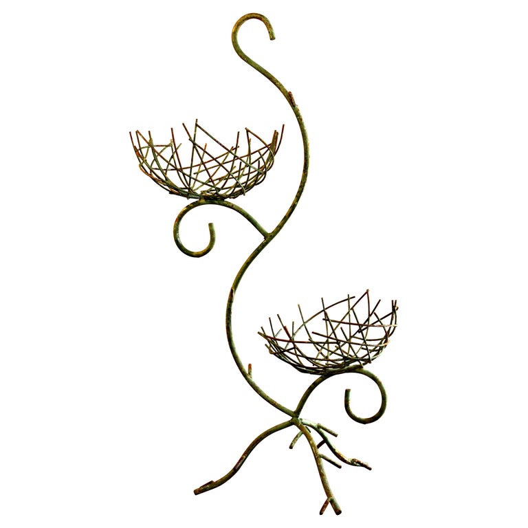 Rare French Wrought Iron 'Birds Nest' Planter Jardiniere For Sale at