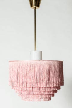 Rare Hans-Agne Jakobsson Fringe Pendant Lamp, Brass & Opaline Glass