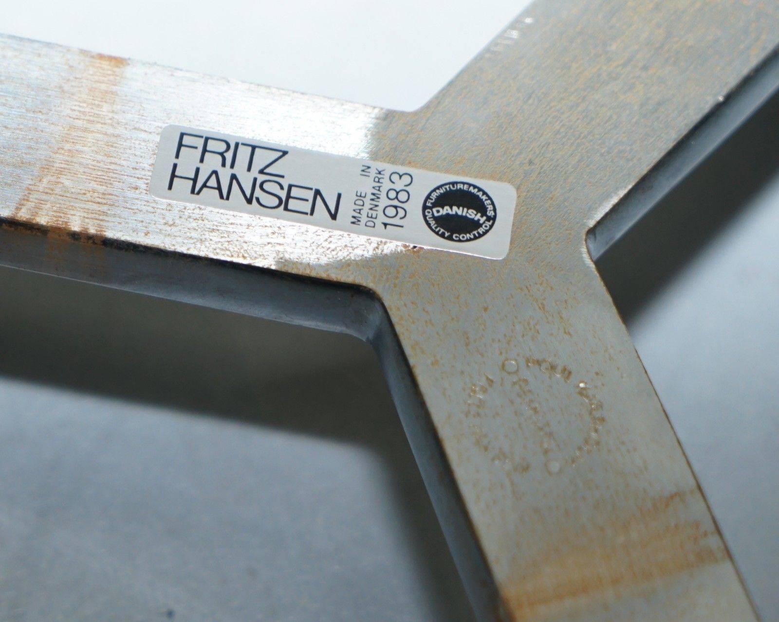 Rare Fritz Hansen 1983 Fully Stamped Danish Leather Poul Kjaerholm PK-33 Stool 3