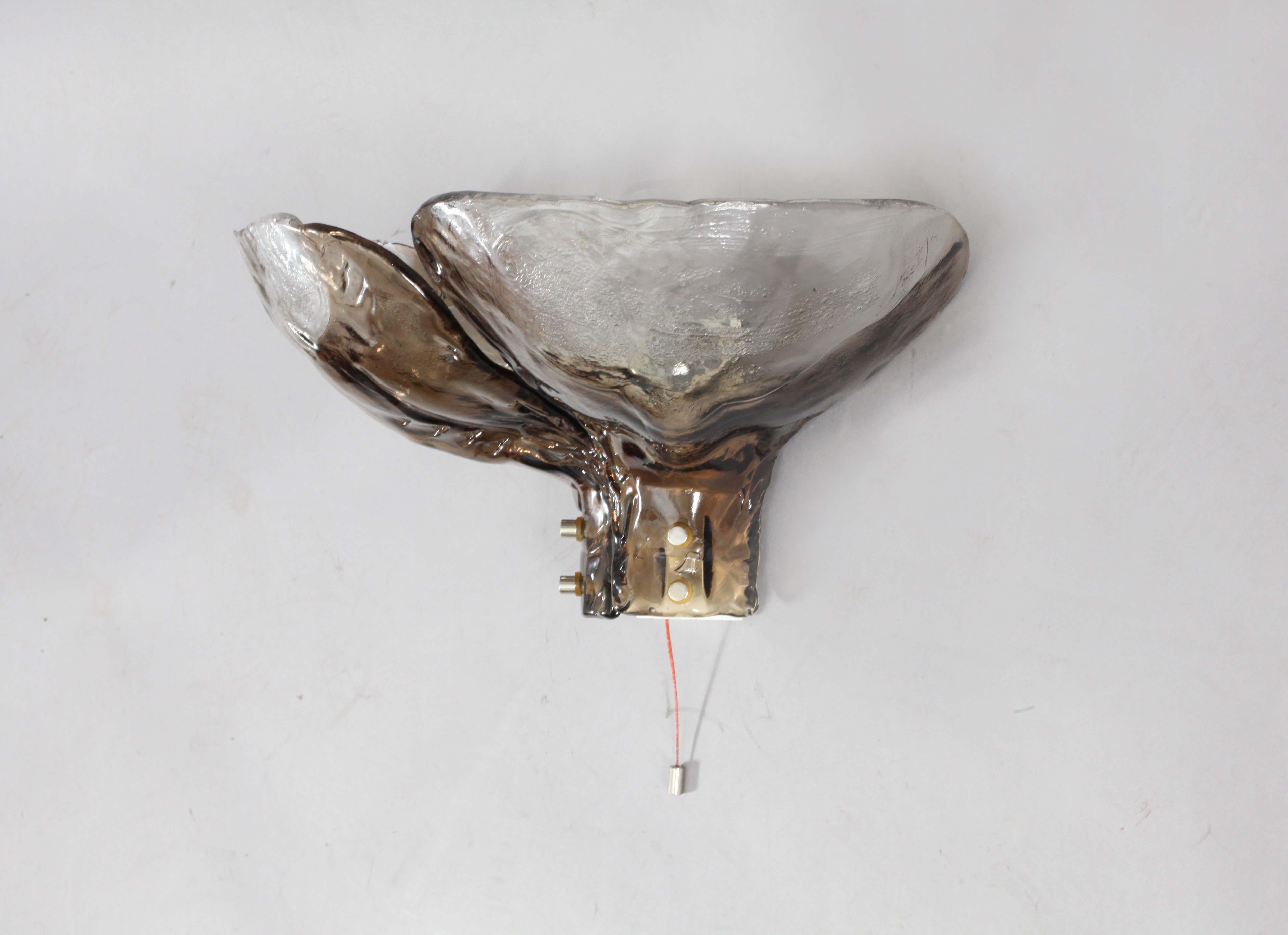 Rare frosted ice glass wall scounce
Carlo Nason
Murano, 1970
Two bulb sockets E27.