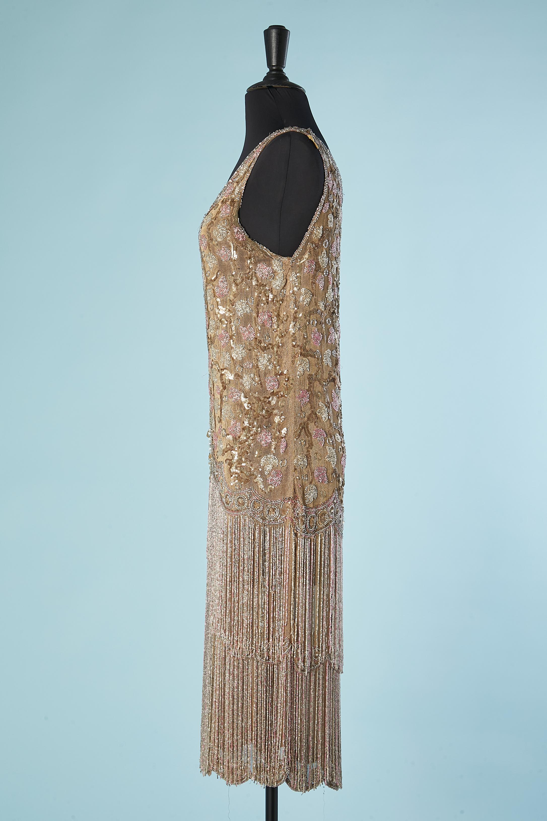 Rare full beaded cocktail dress with beads fringes Circa 1925's  3