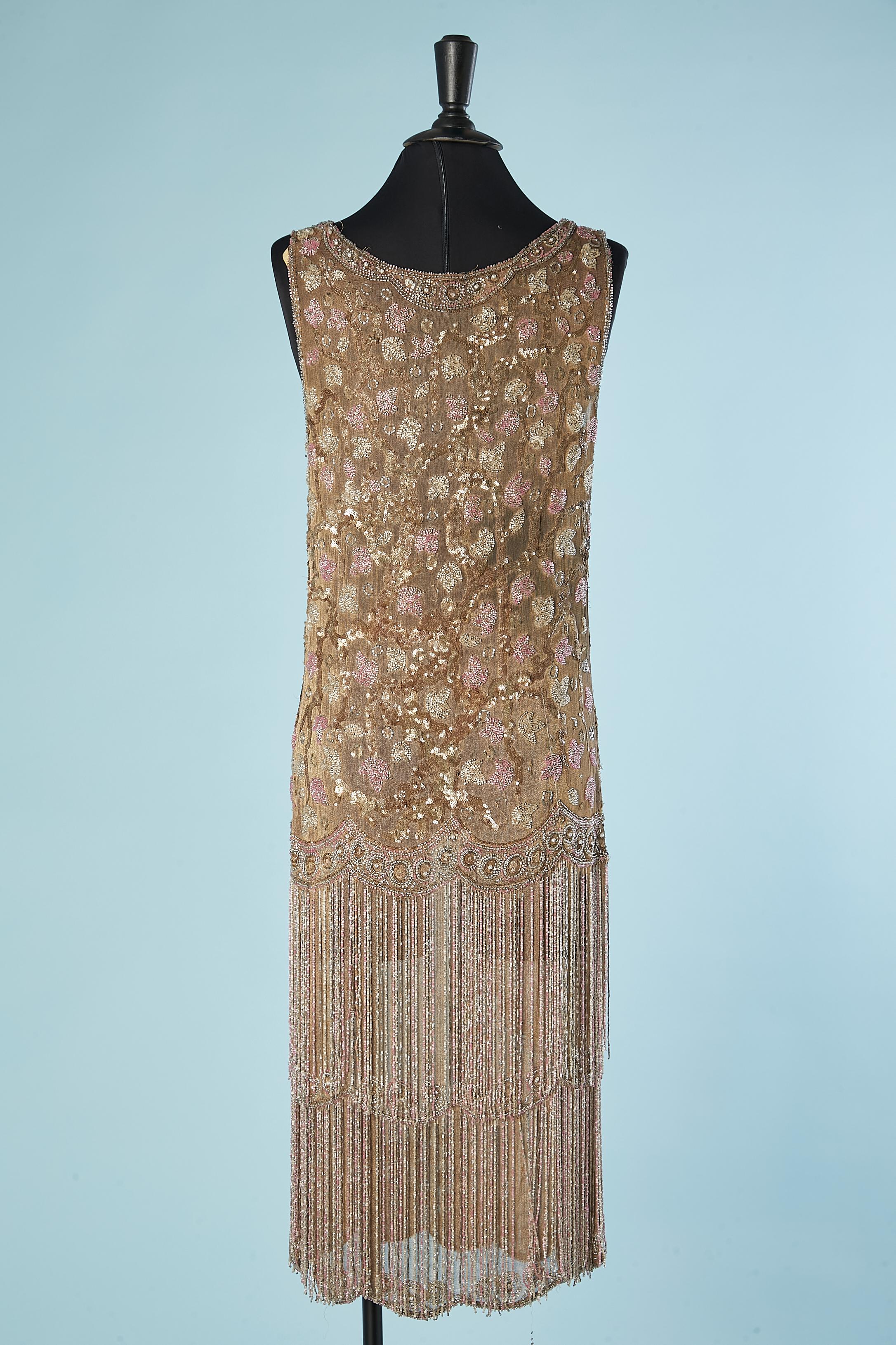 Rare full beaded cocktail dress with beads fringes Circa 1925's  4
