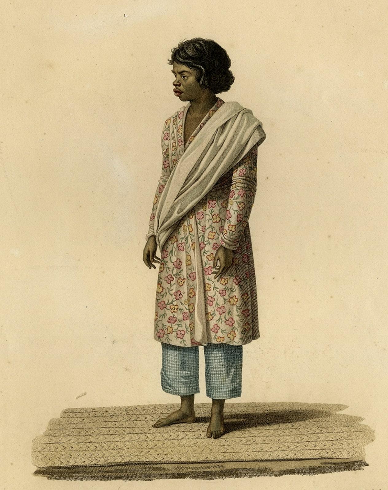 Rare portrait à pied complet d'un autochtones de l'île indonésienne de Timor, 1825 Bon état - En vente à Langweer, NL