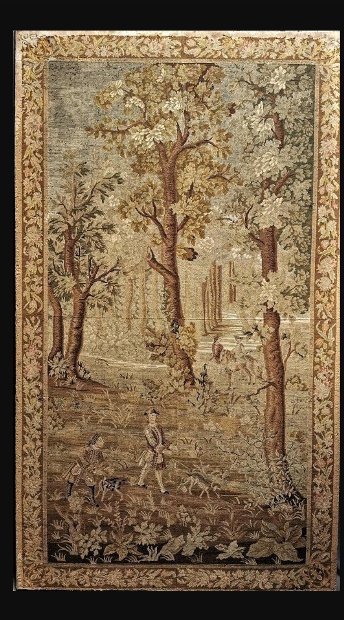 French Rare Full Set of a Castle Wall Tapestries, France, 19th Century