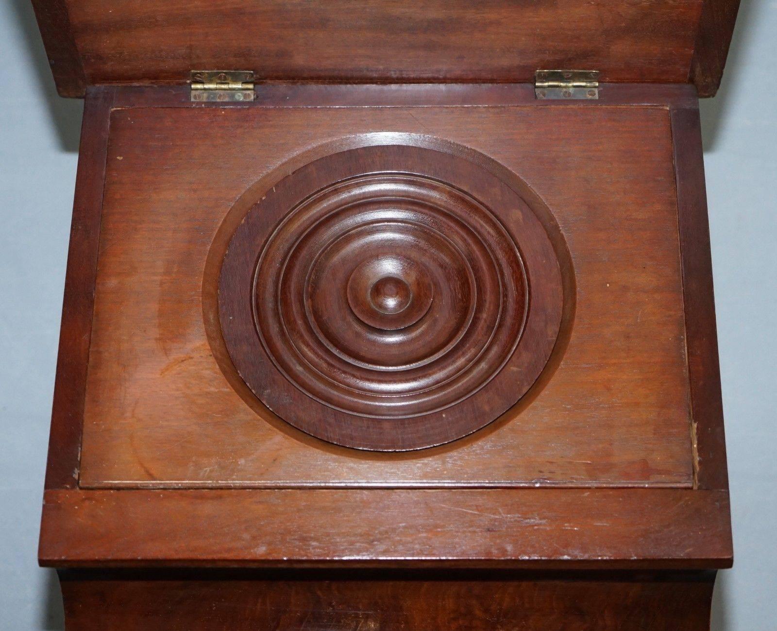 Mahogany Rare Fully Complete Victorian American Bed Step Stool with Built in Chamber Pot