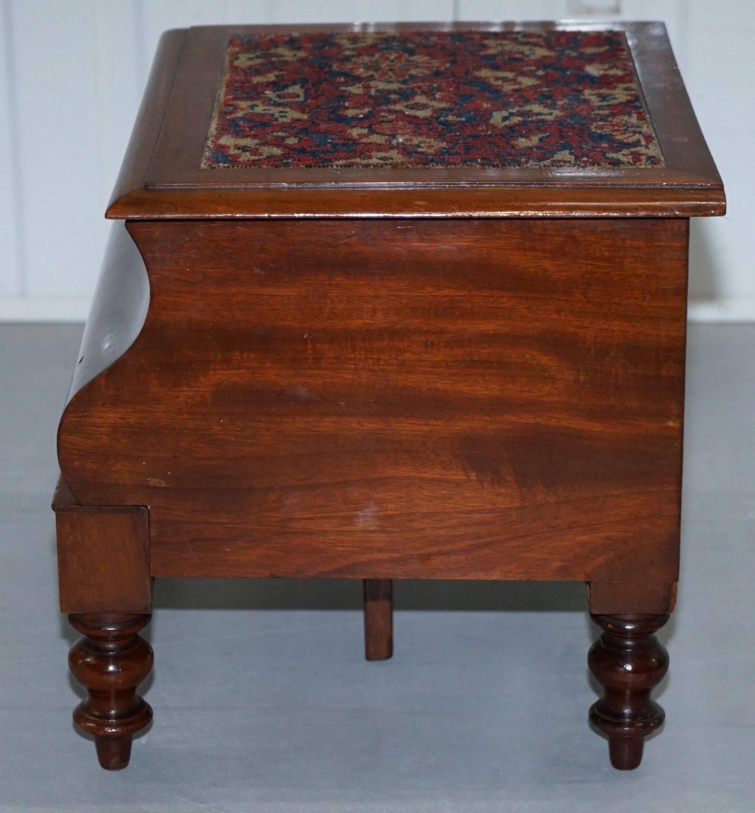 British Rare Fully Complete Victorian American Bed Step Stool with Built in Chamber Pot