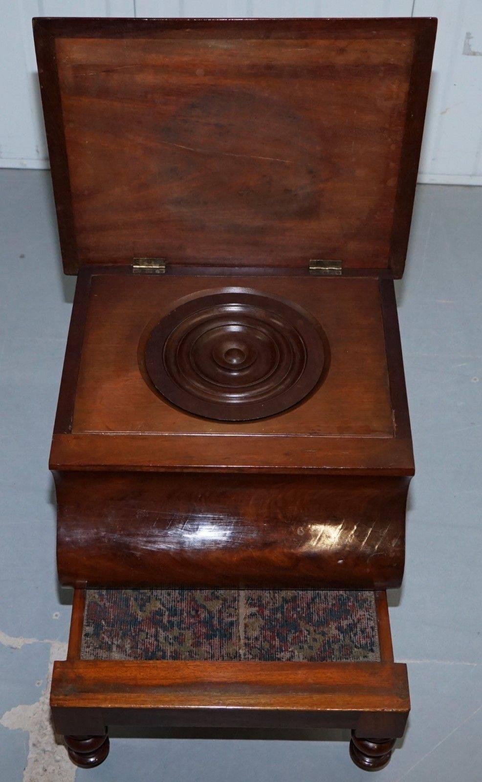 19th Century Rare Fully Complete Victorian American Bed Step Stool with Built in Chamber Pot