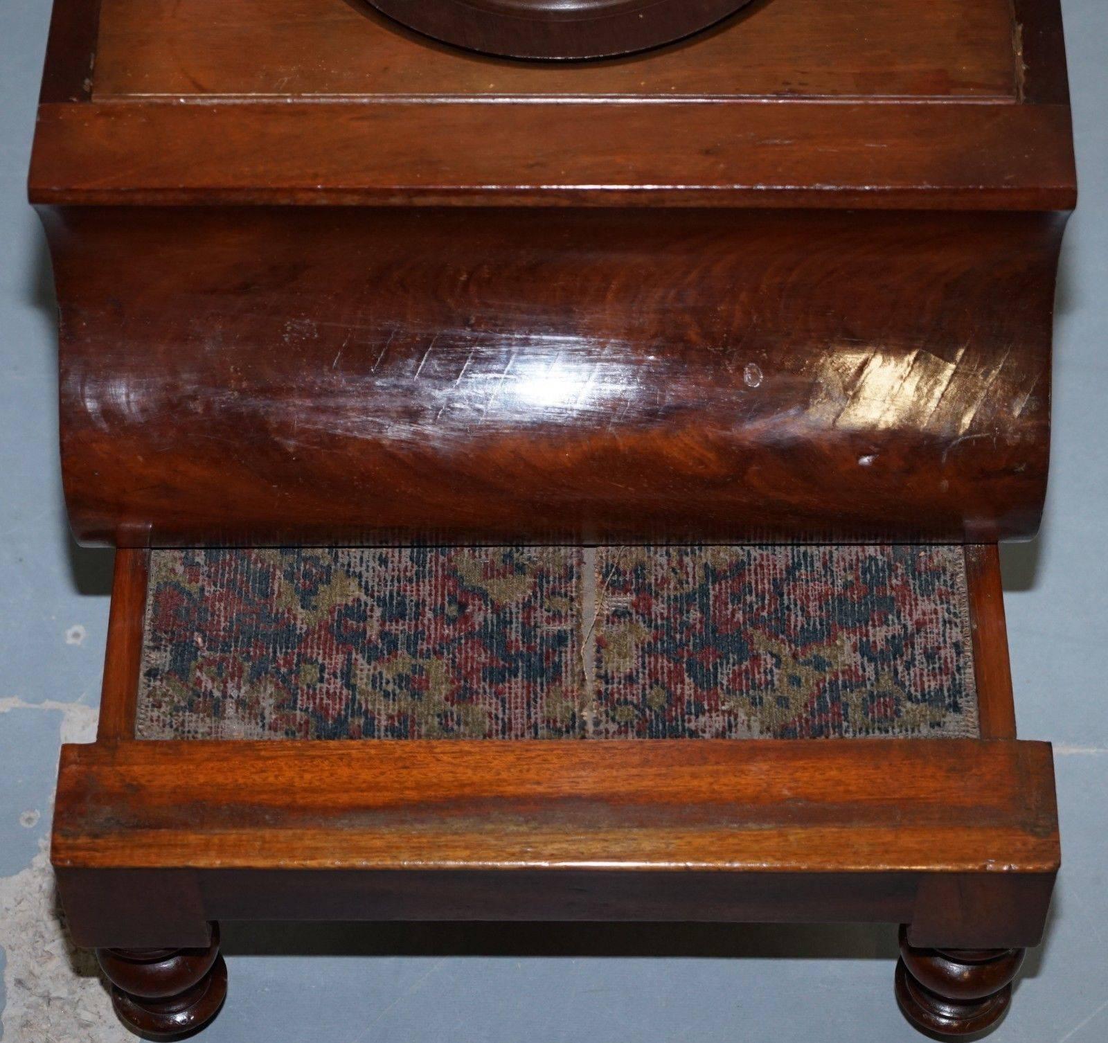 Mahogany Rare Fully Complete Victorian American Bed Step Stool with Built in Chamber Pot