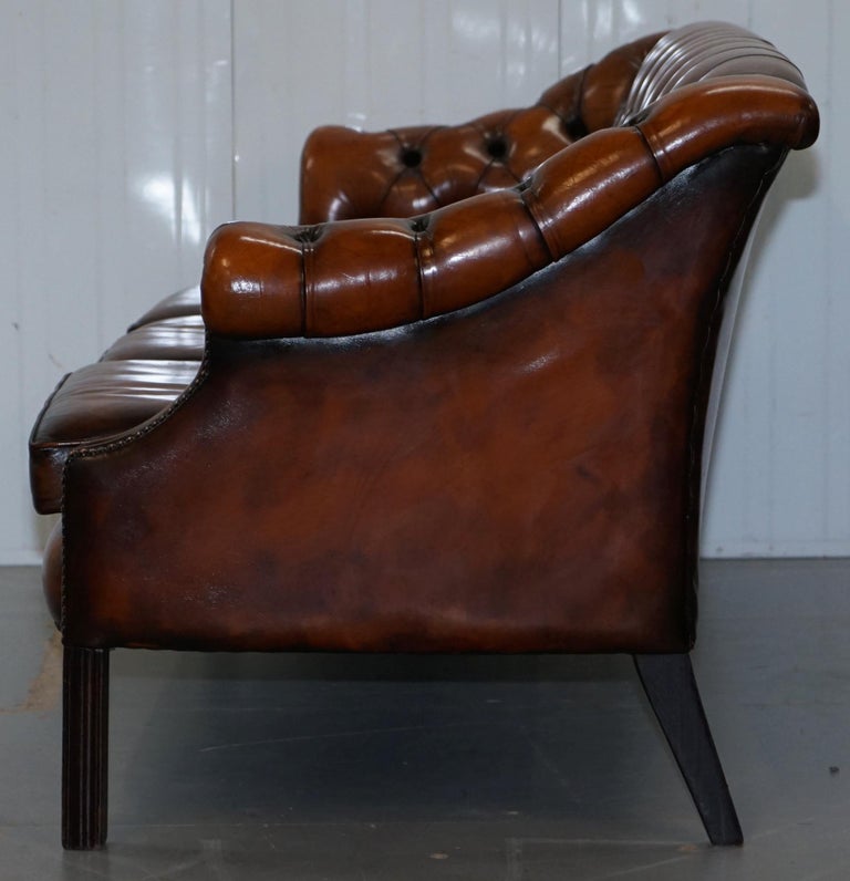 Rare Fully Restored Vintage Cigar Brown Leather Chesterfield Club 3 ...