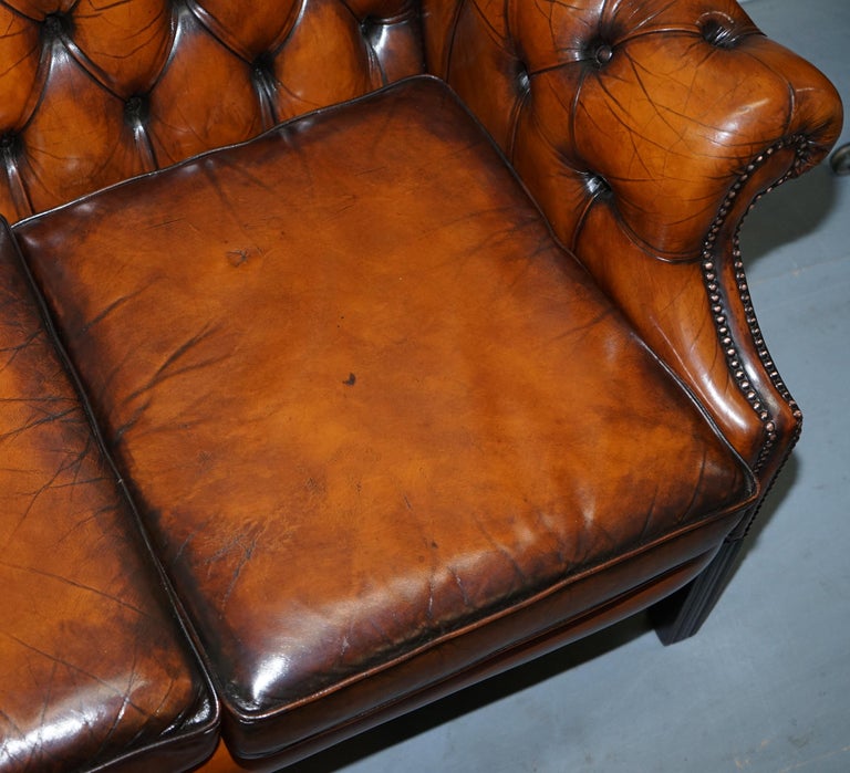 Rare Fully Restored Vintage Cigar Brown Leather Chesterfield Club 3 ...
