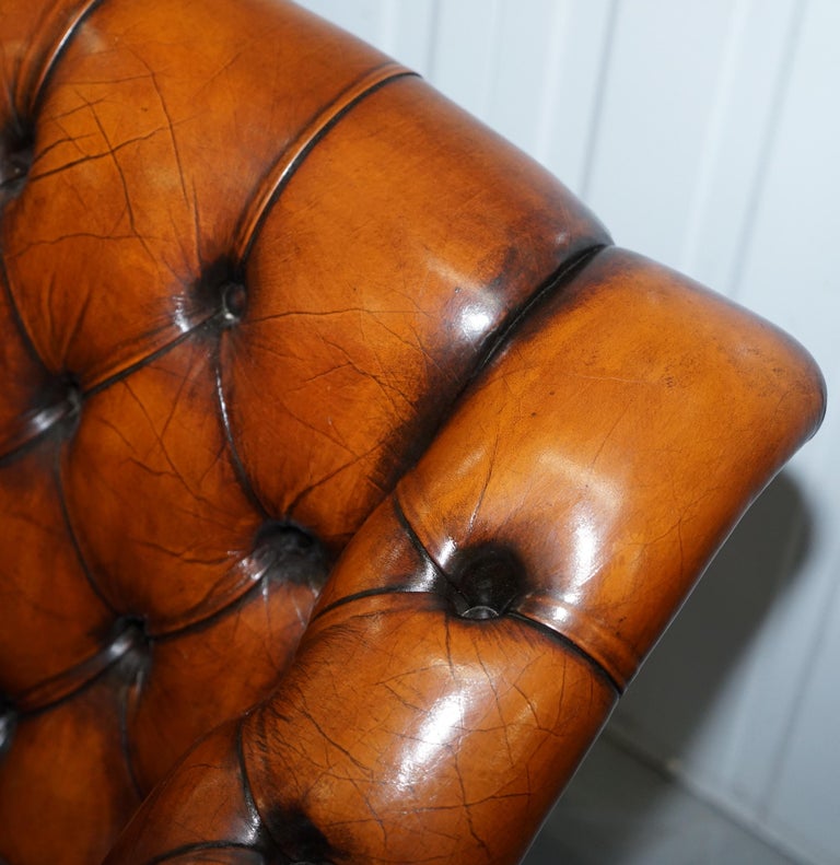 Rare Fully Restored Vintage Cigar Brown Leather Chesterfield Club 3 ...