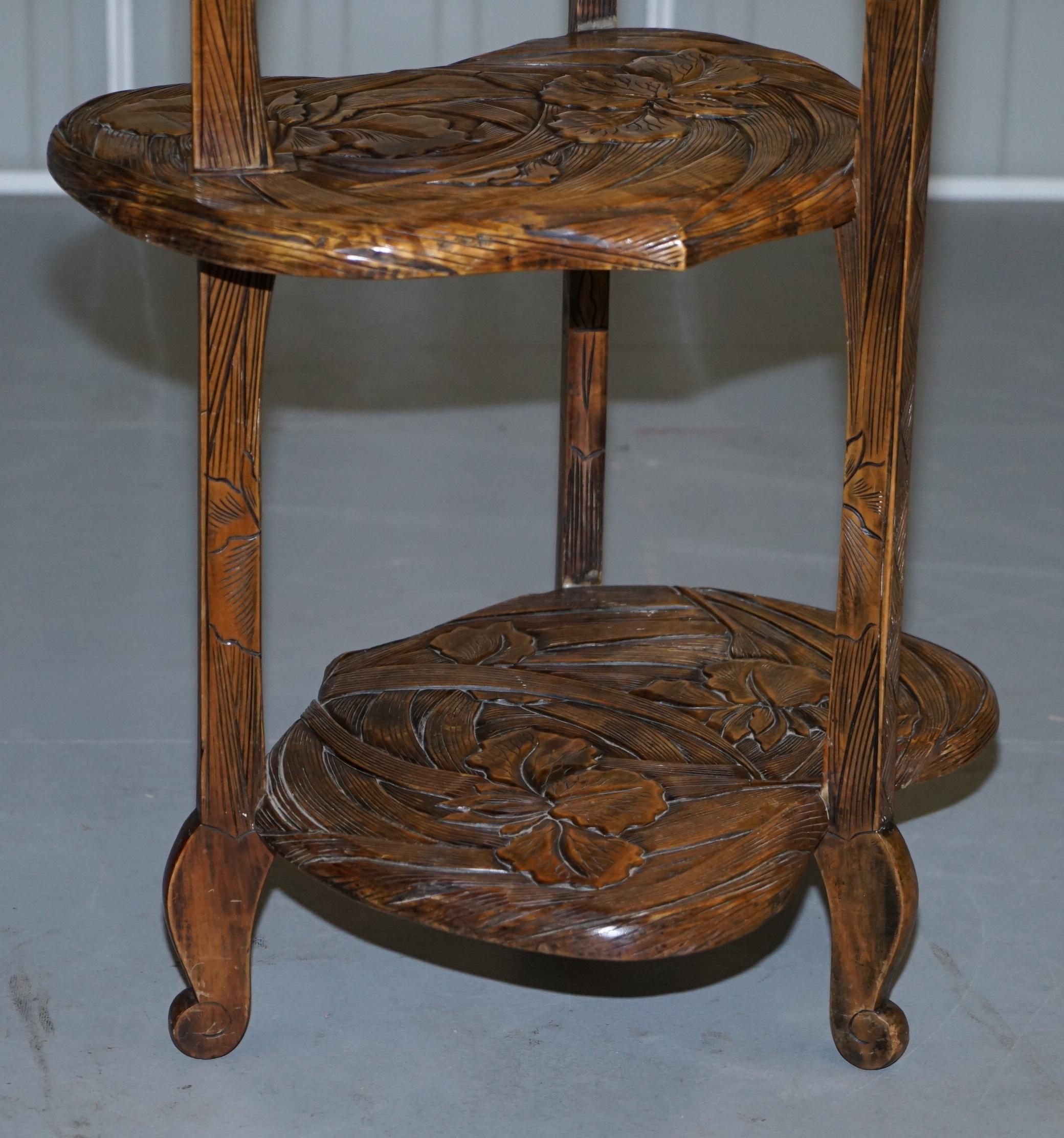 Rare Fully Stamped Y Hayashi 1905 Liberty's London Japanese Carved Side Table 4