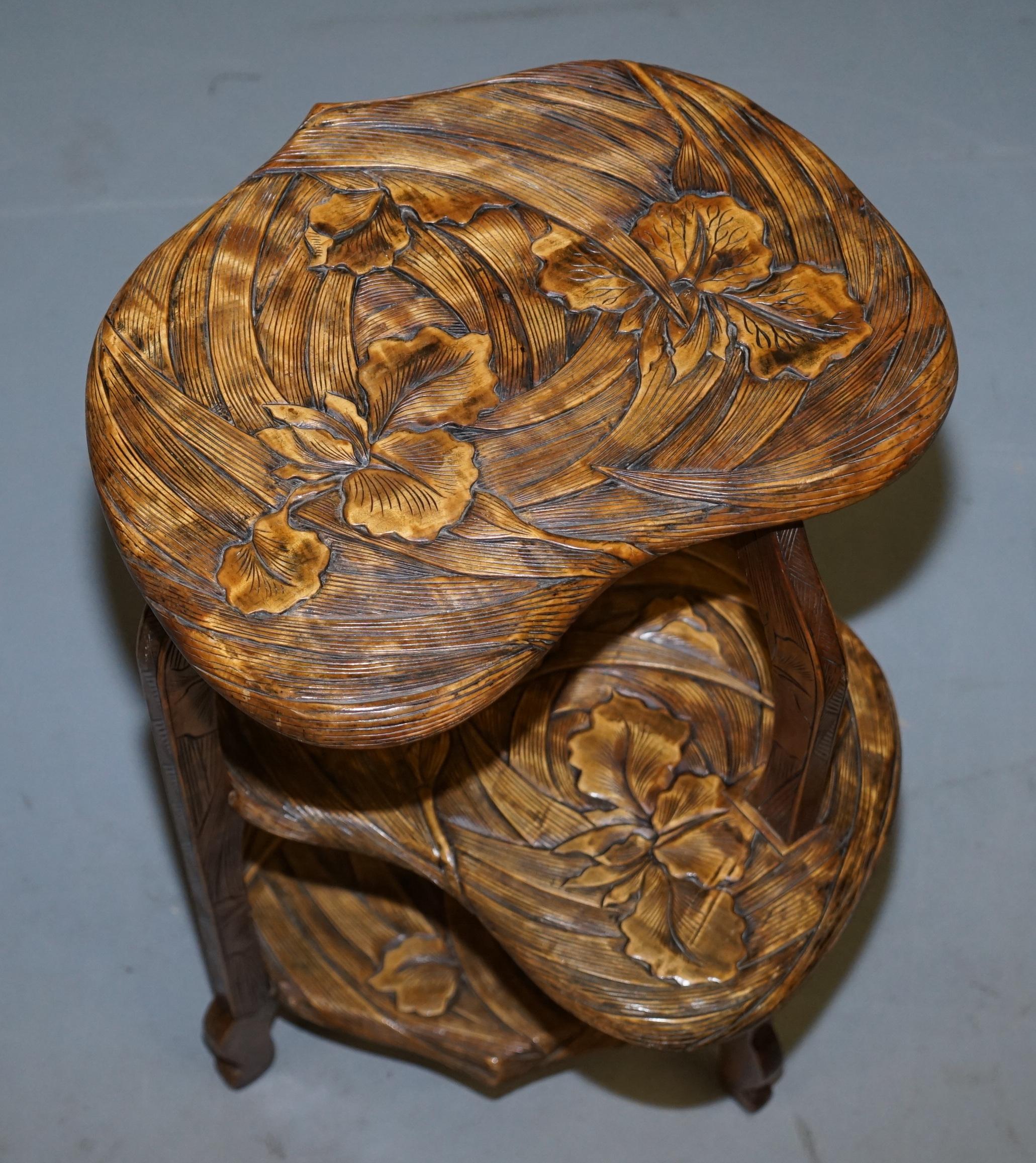 We are delighted to this exceptionally rare and really quite lovely large spiraling Liberty’s London 1905 Japanese side table fully stamped Y.Hayashi Nikko

I have never seen another of these before of this type, I have a few of the standard