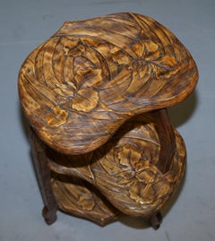 Rare Fully Stamped Y Hayashi 1905 Liberty's London Japanese Carved Side Table