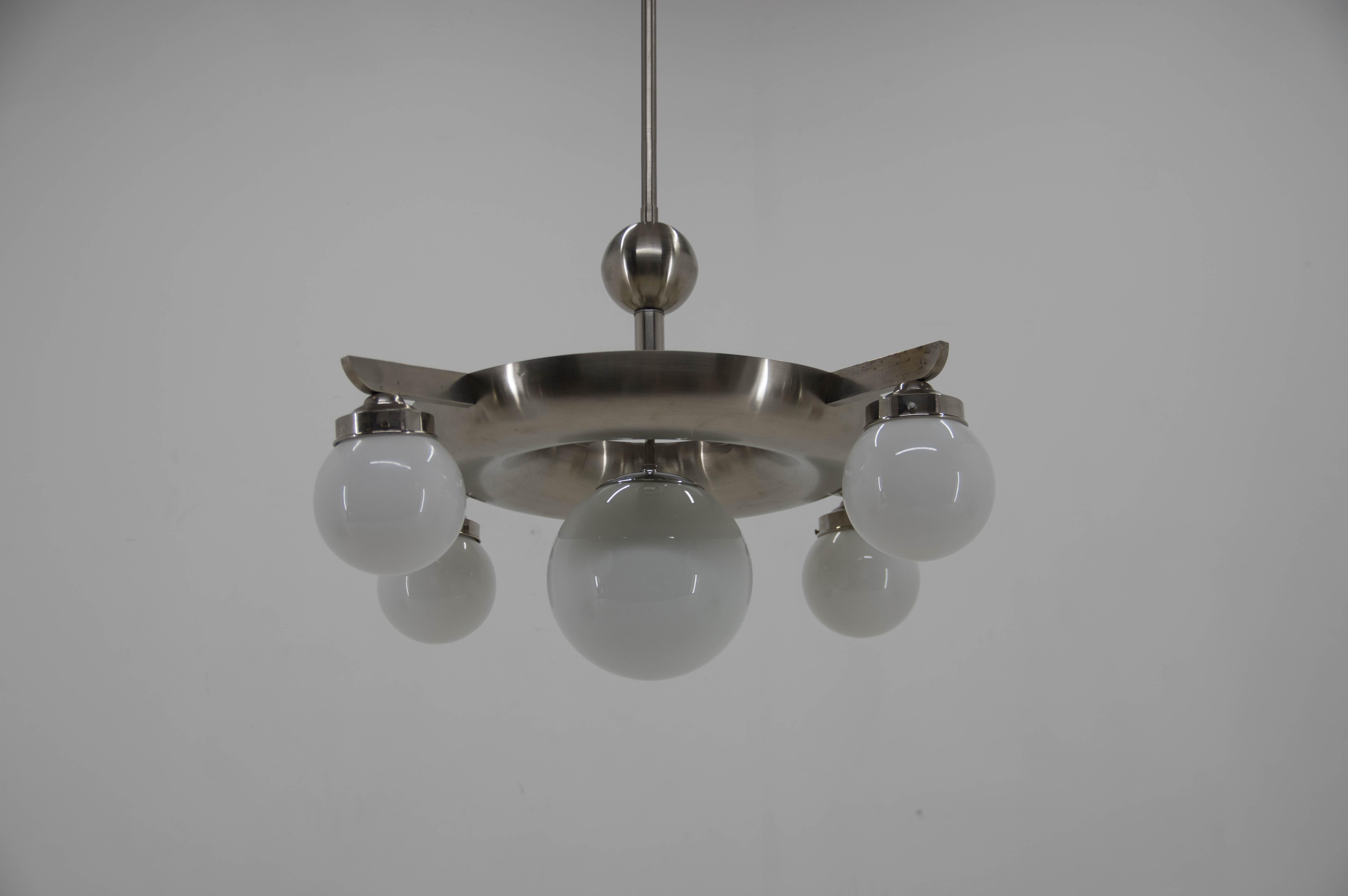 Czech Rare Functionalism or Bauhaus Chandelier by IAS, 1920s For Sale