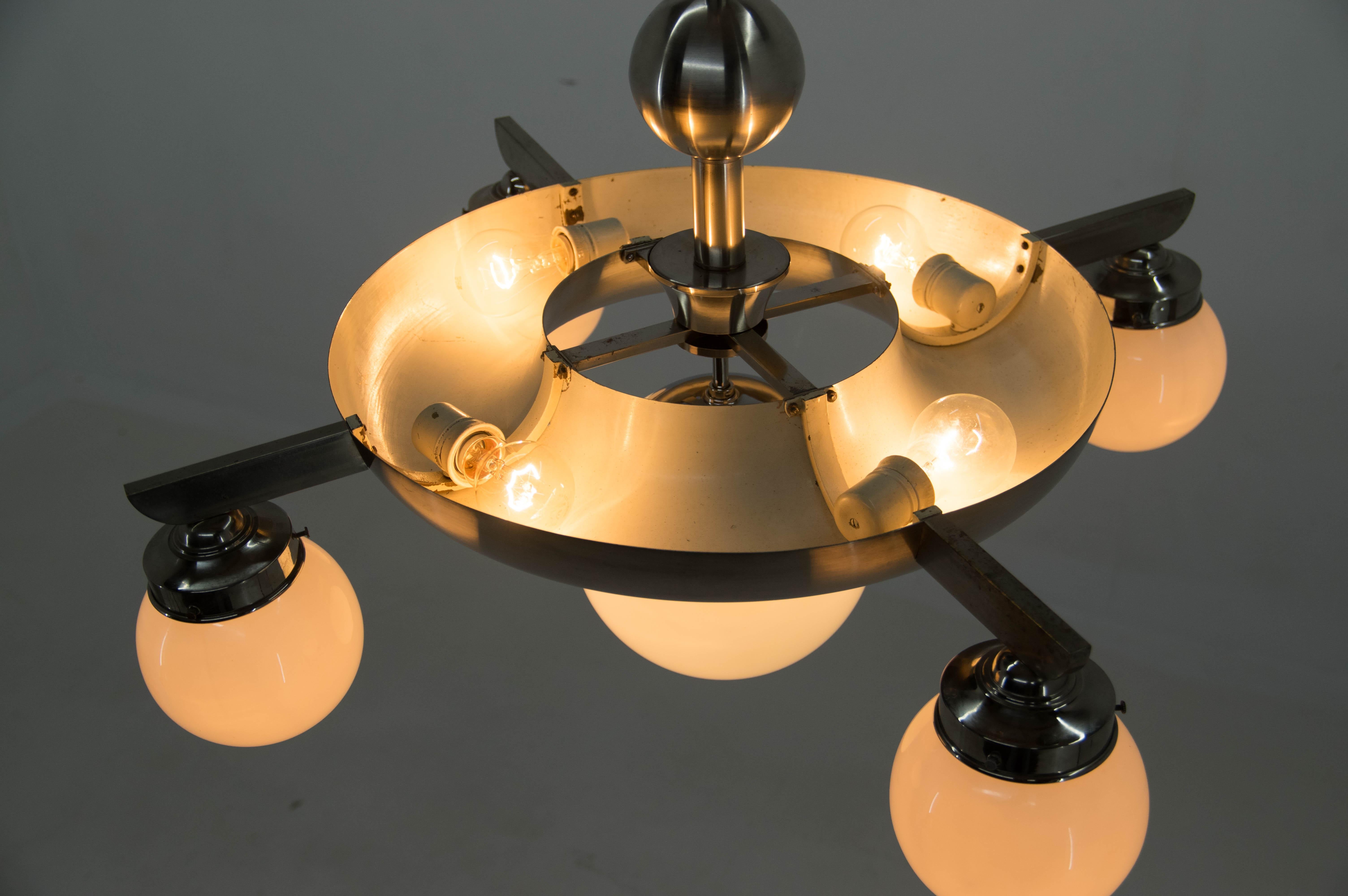 Chrome Rare Functionalism or Bauhaus Chandelier by IAS, 1920s For Sale