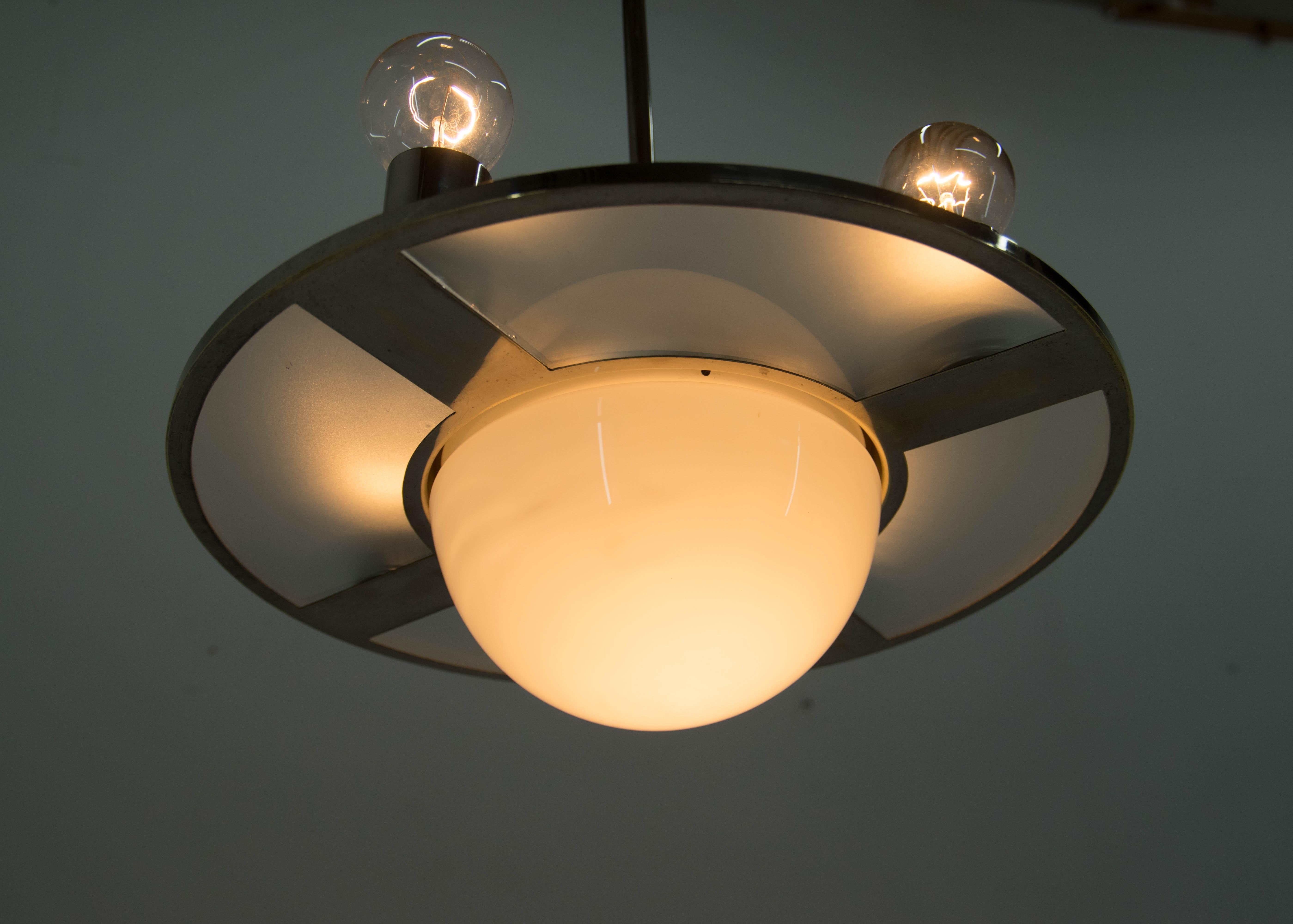 Early 20th Century Rare Functionalist/Bauhaus Chandelier, 1920s, Restored For Sale