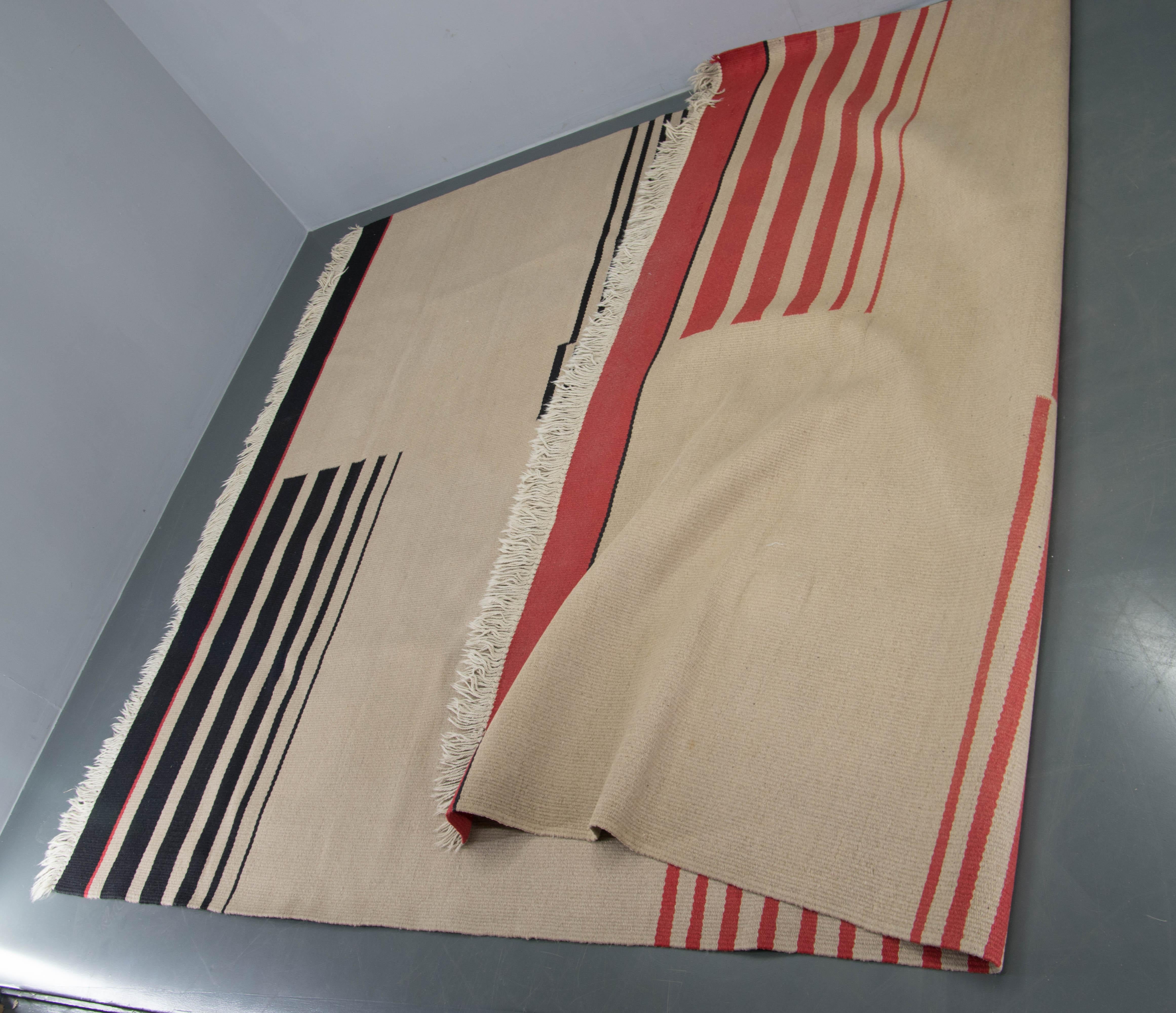Raro tappeto geometrico funzionalista / Bauhaus, Cecoslovacchia, anni '40 in vendita 5
