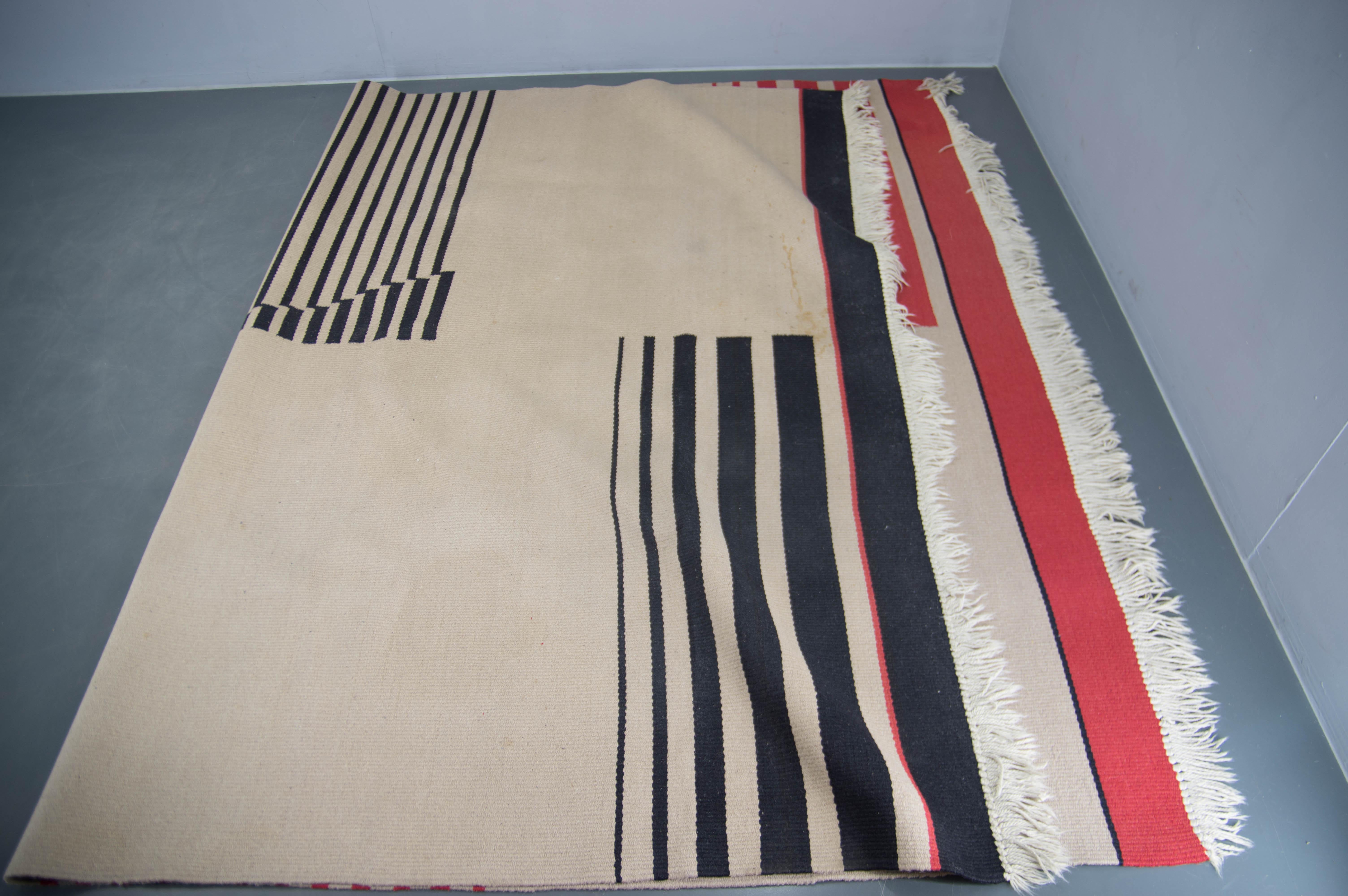 Raro tappeto geometrico funzionalista / Bauhaus, Cecoslovacchia, anni '40 in vendita 6