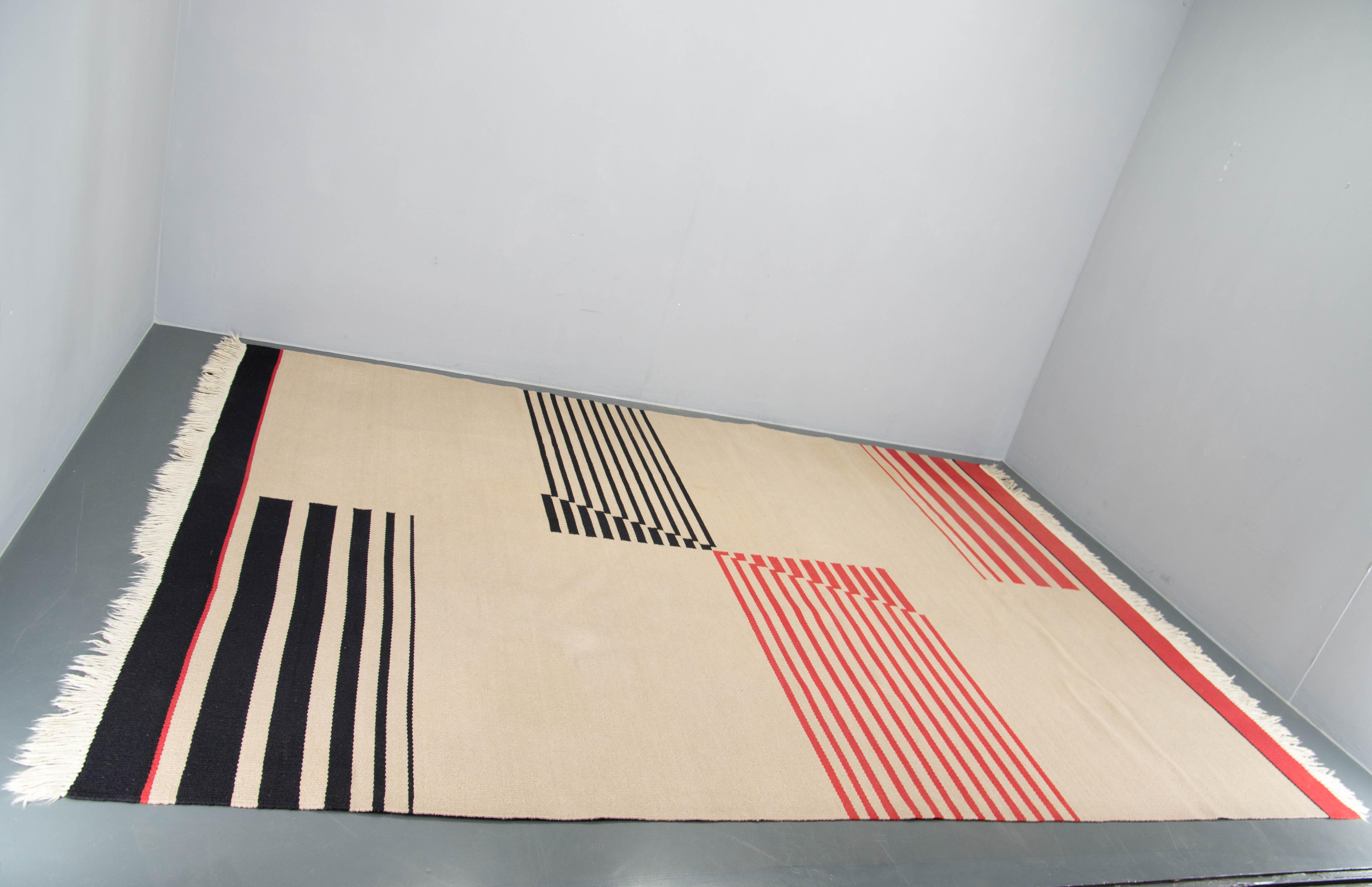 Raro tappeto geometrico funzionalista / Bauhaus, Cecoslovacchia, anni '40 In condizioni buone in vendita a Praha, CZ
