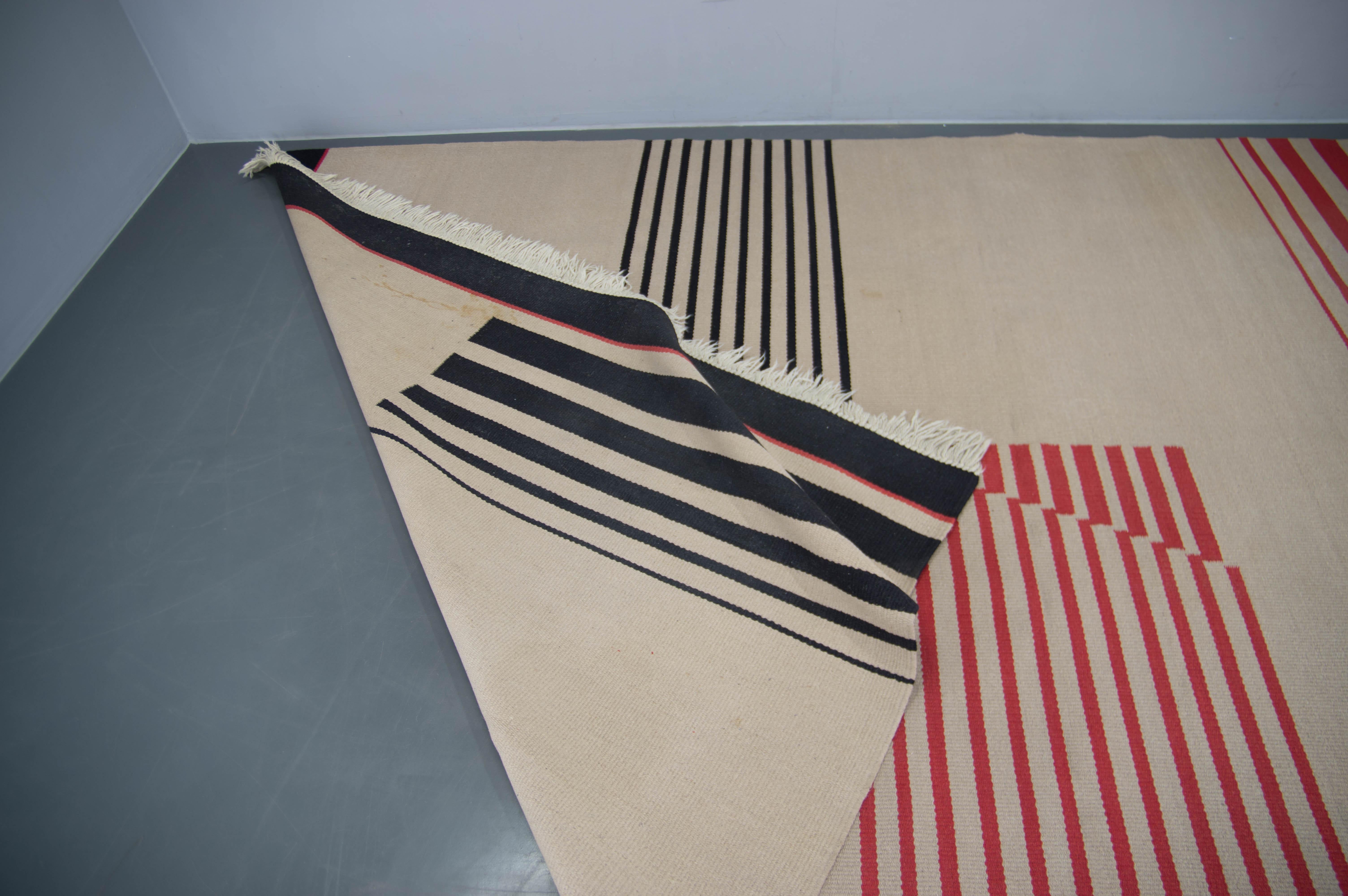 Raro tappeto geometrico funzionalista / Bauhaus, Cecoslovacchia, anni '40 in vendita 2